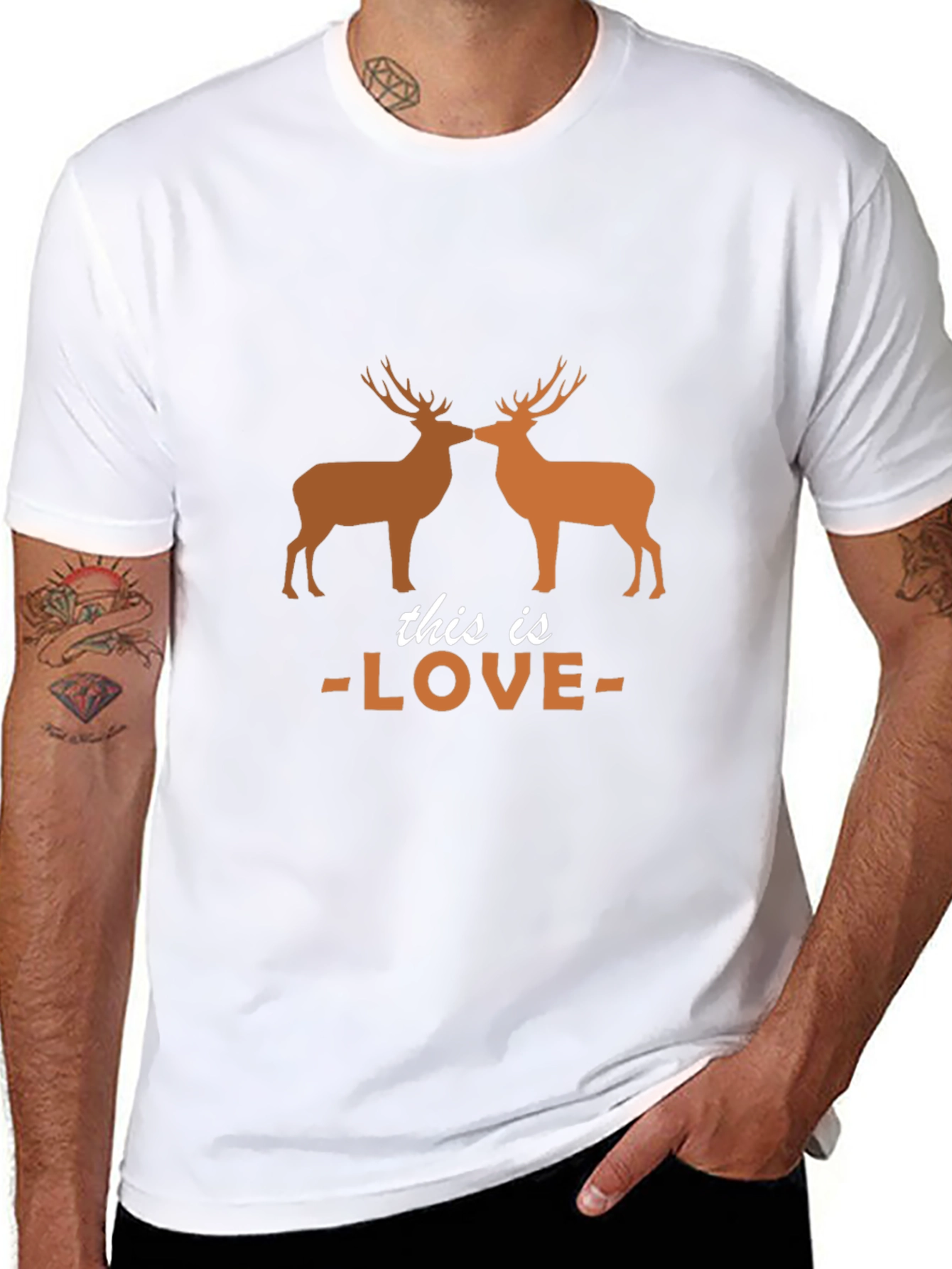 Deer Love Graphic Tee - Black Cotton T-Shirt