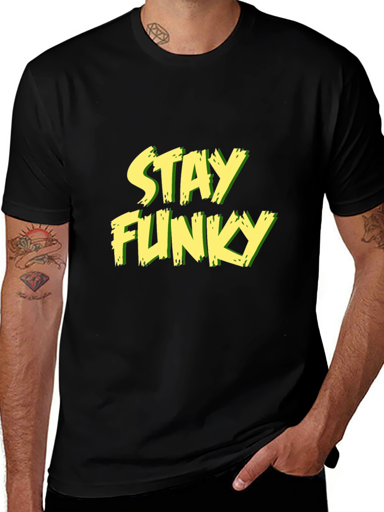 Stay Funky Mens Graphic Black T-Shirt