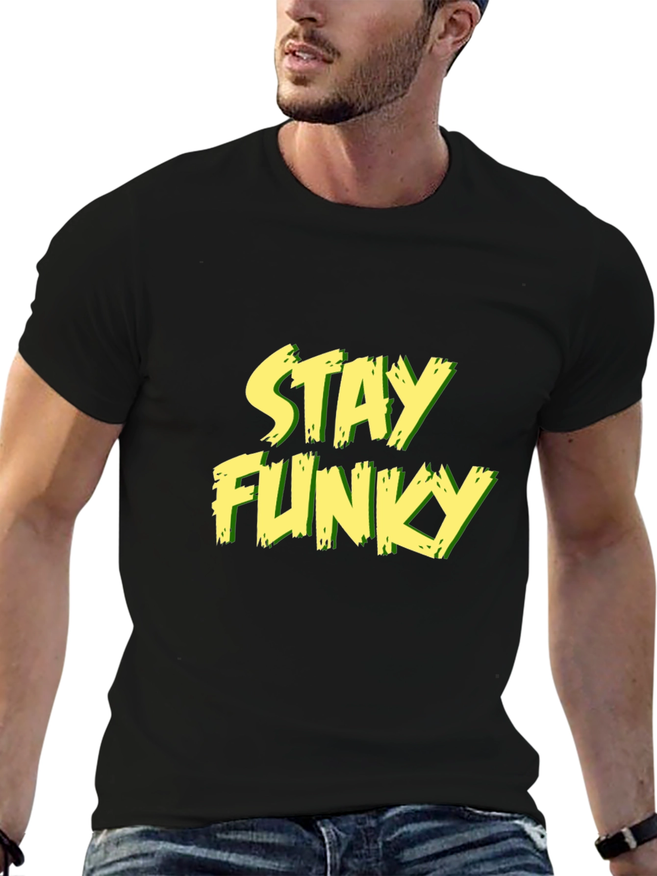 Stay Funky Mens Graphic Black T-Shirt