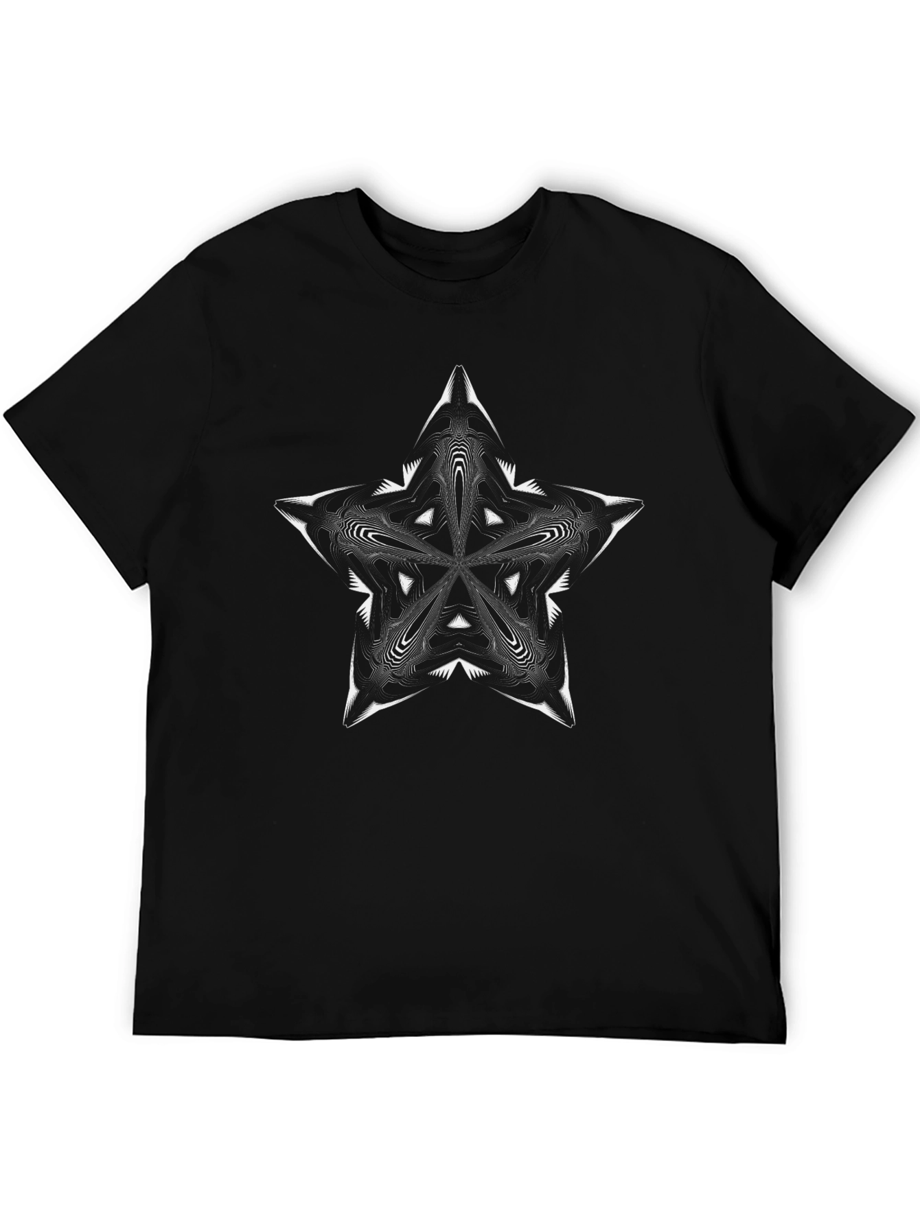 Abstract Star Graphic Print Black T-Shirt