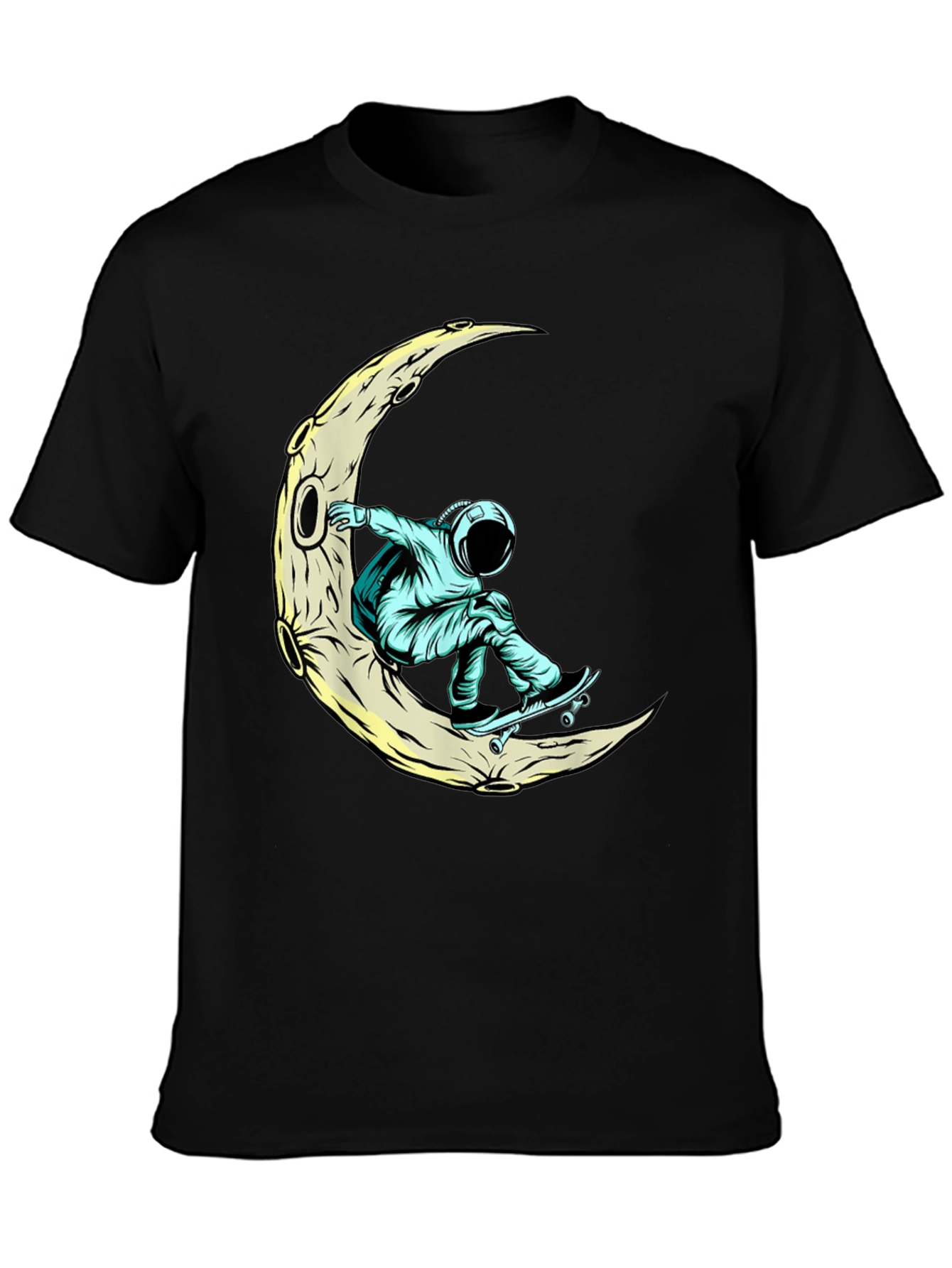 Skateboarding Astronaut Moon Graphic Tee