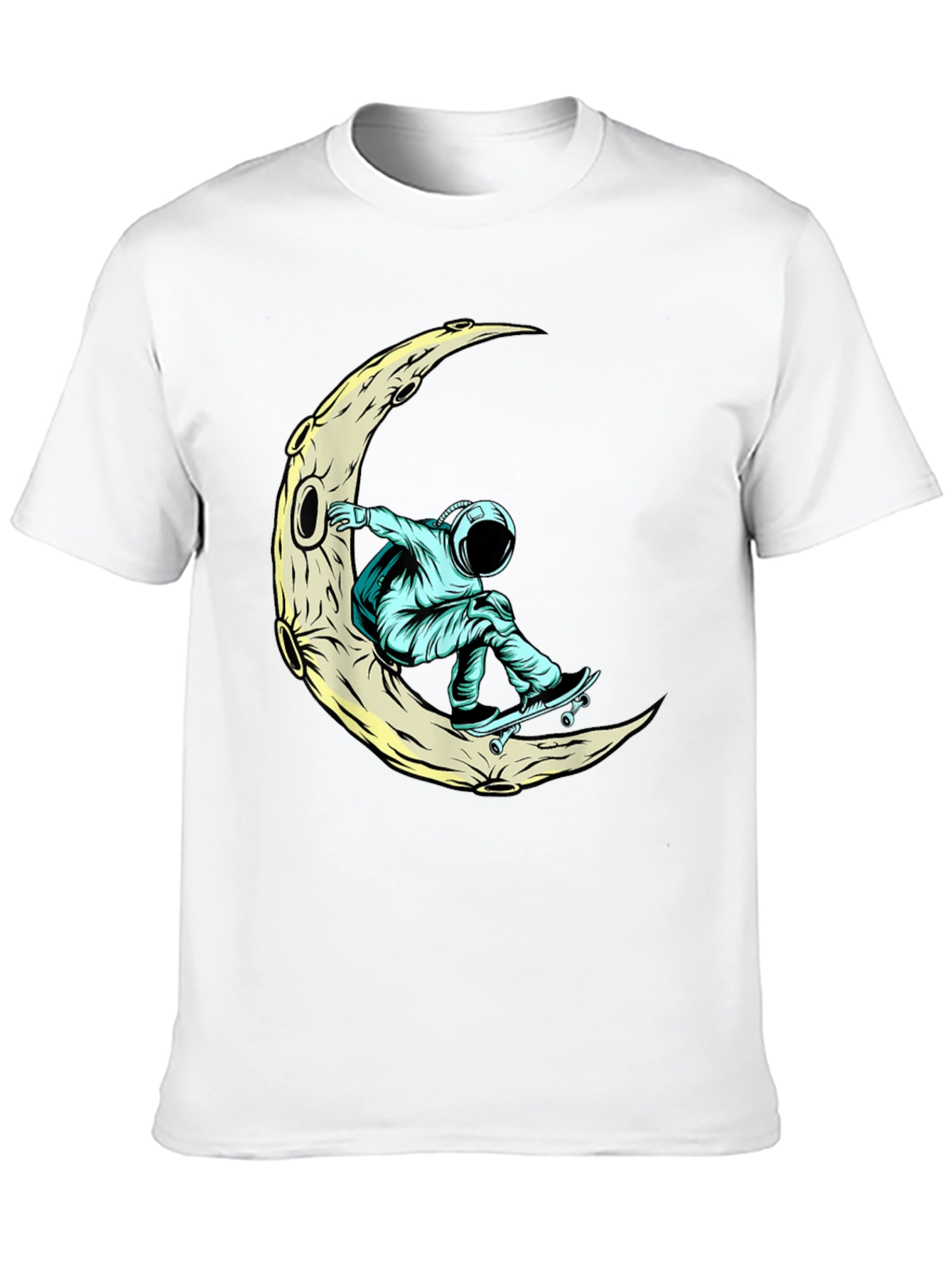Skateboarding Astronaut Moon Graphic Tee