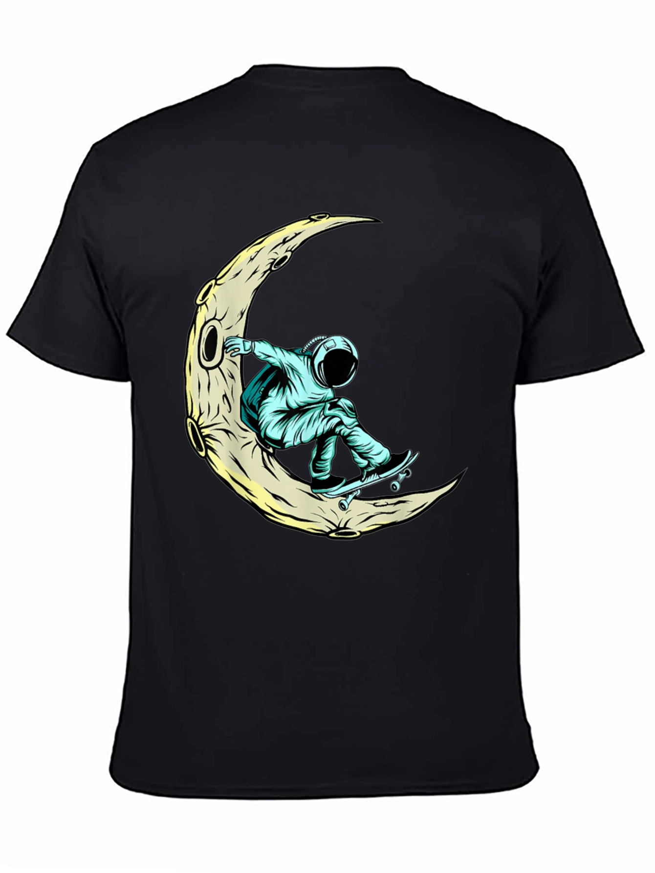 Skateboarding Astronaut Moon Graphic Tee