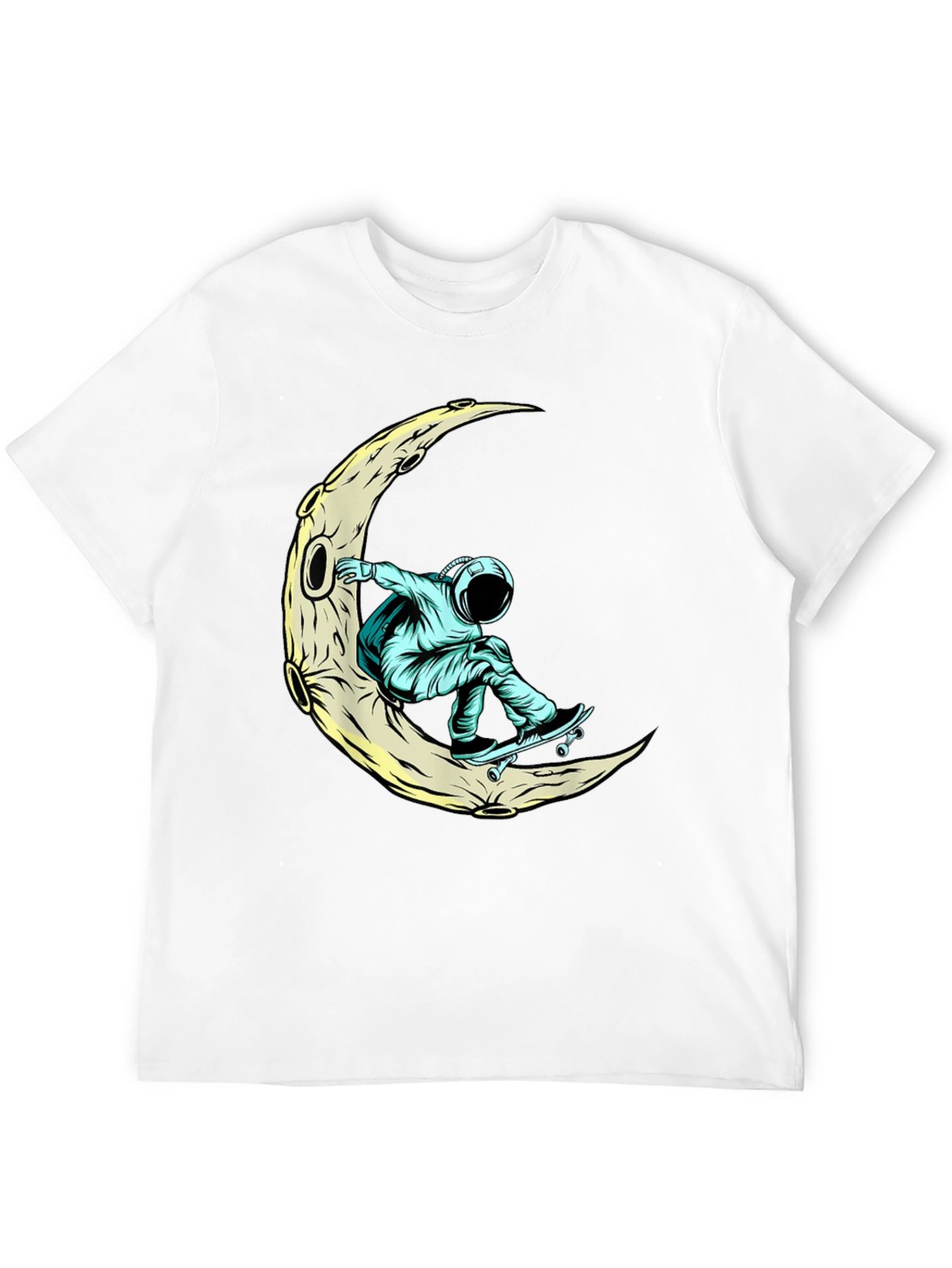 Skateboarding Astronaut Moon Graphic Tee