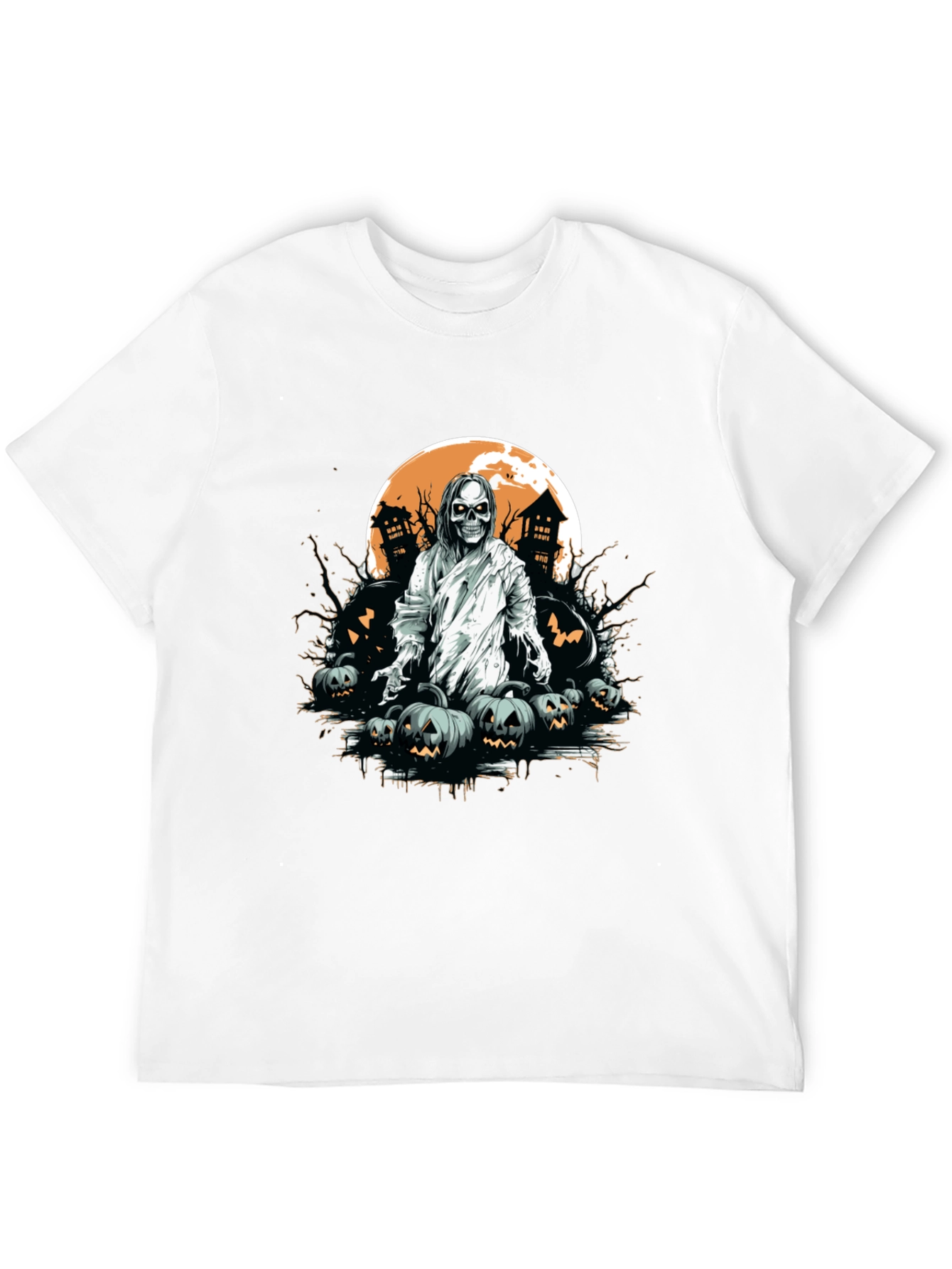 Spooky Halloween Graphic Tee - Ghost & Pumpkins