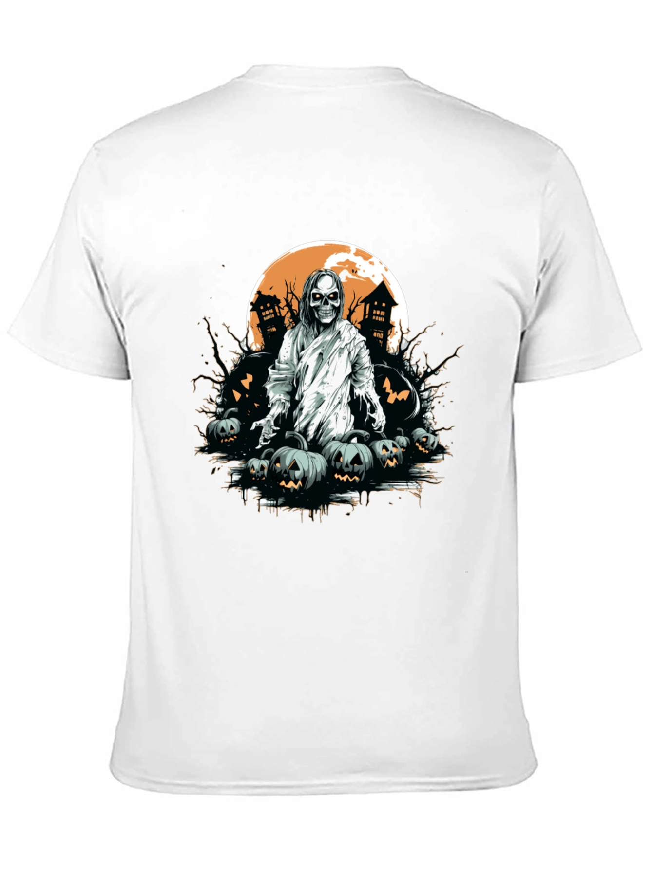 Spooky Halloween Graphic Tee - Ghost & Pumpkins