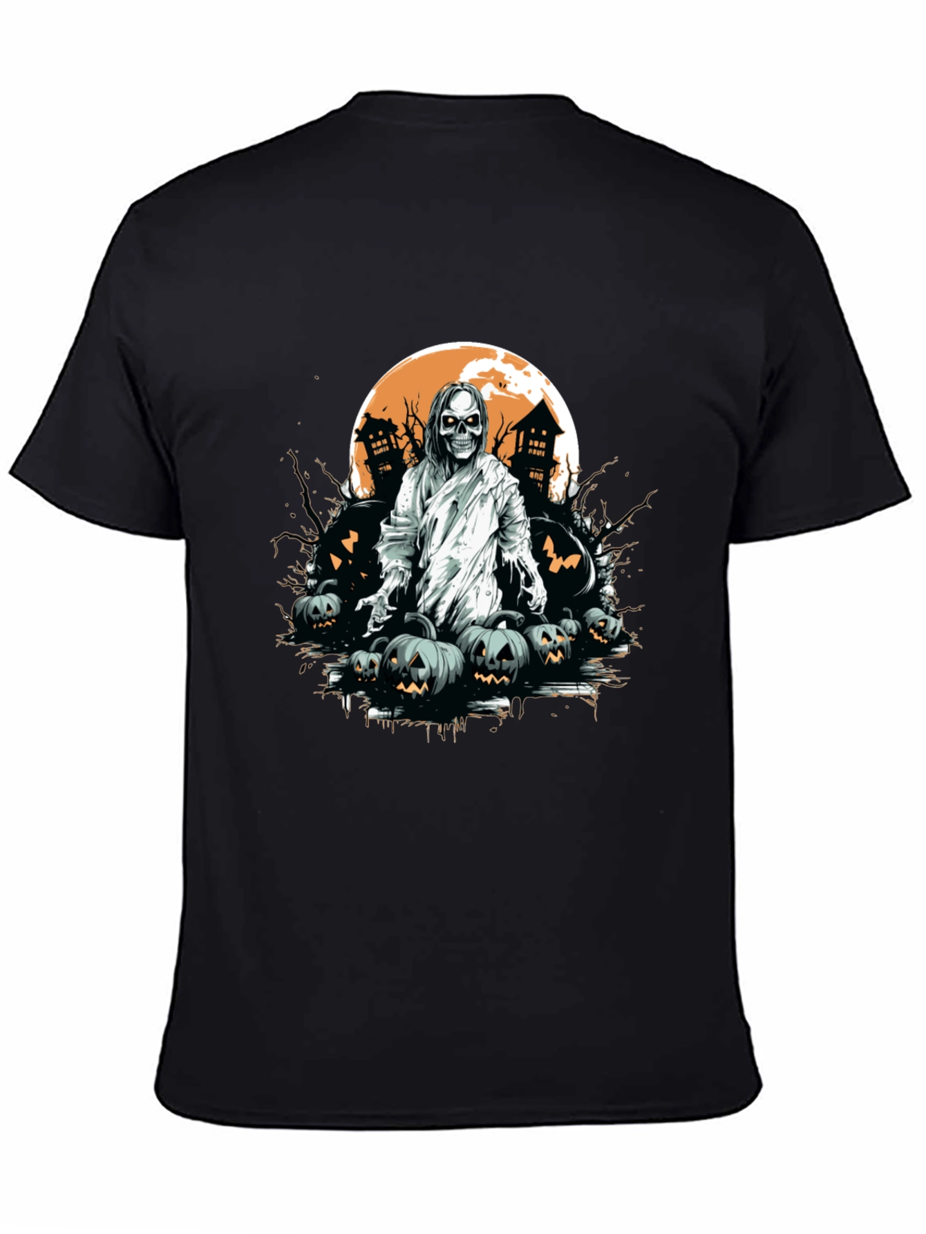 Spooky Halloween Graphic Tee - Ghost & Pumpkins