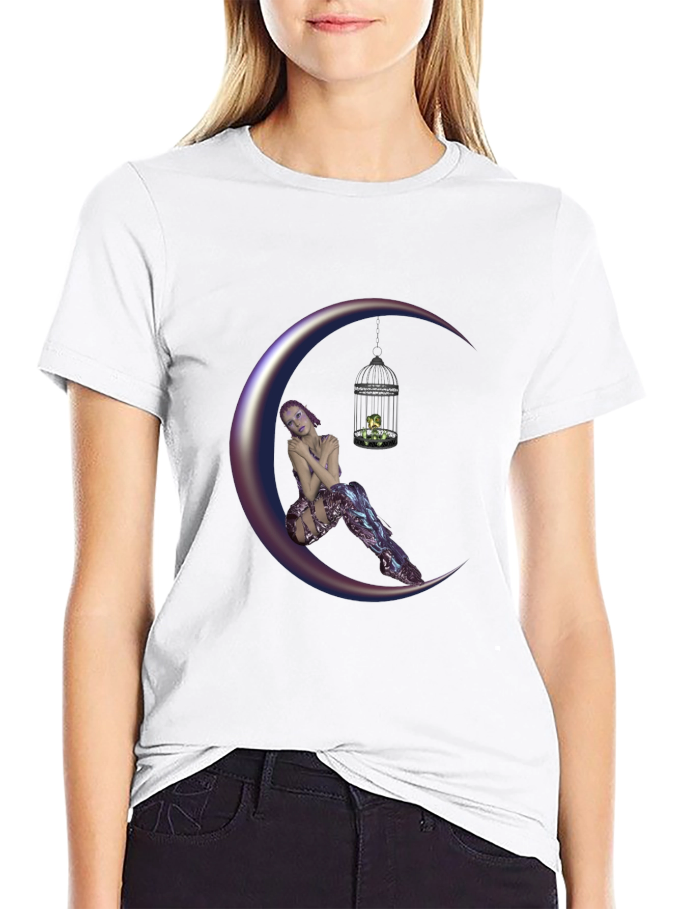 Fantasy Moon Fairy T-Shirt - Unique Design