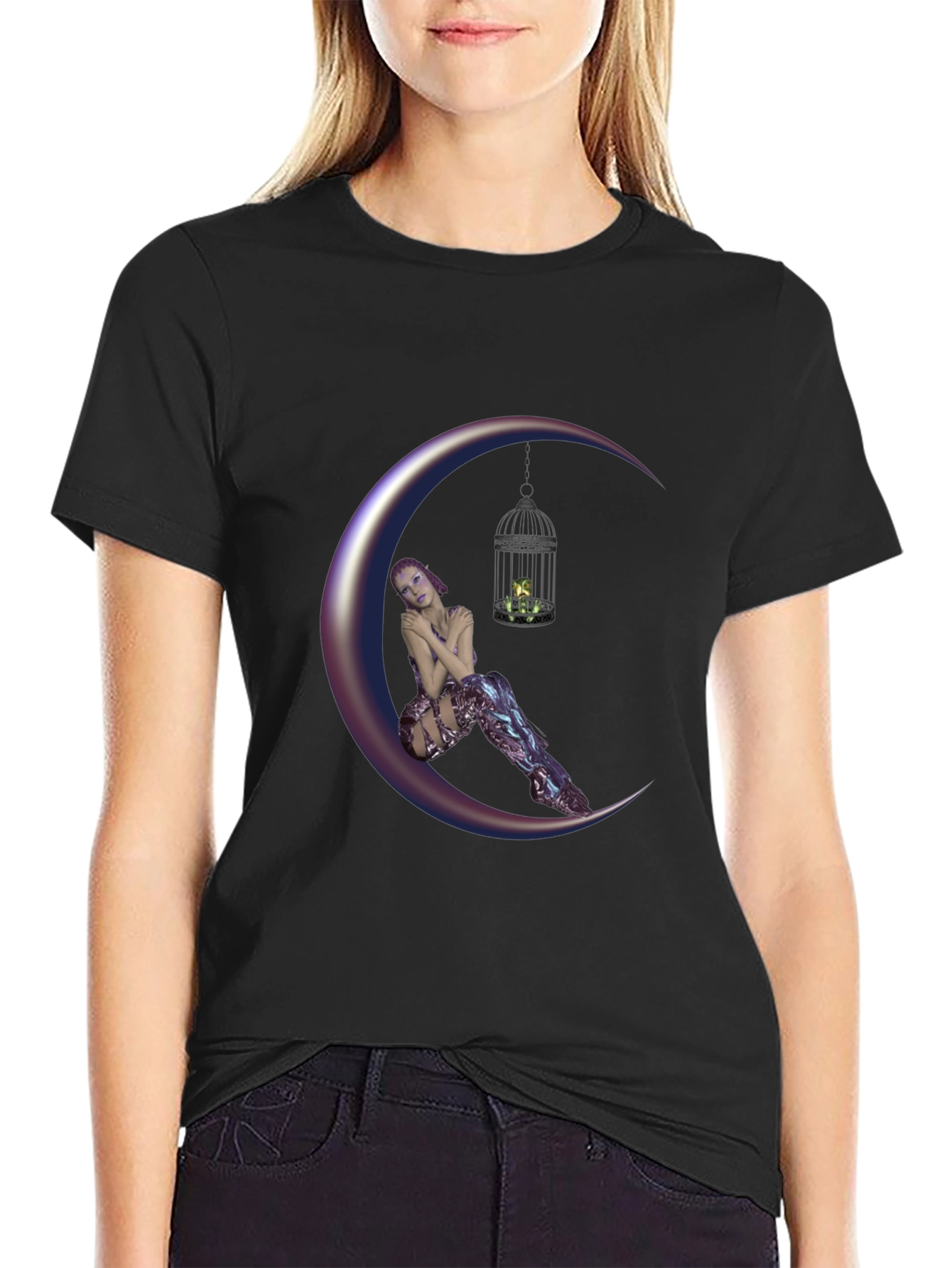 Fantasy Moon Fairy T-Shirt - Unique Design