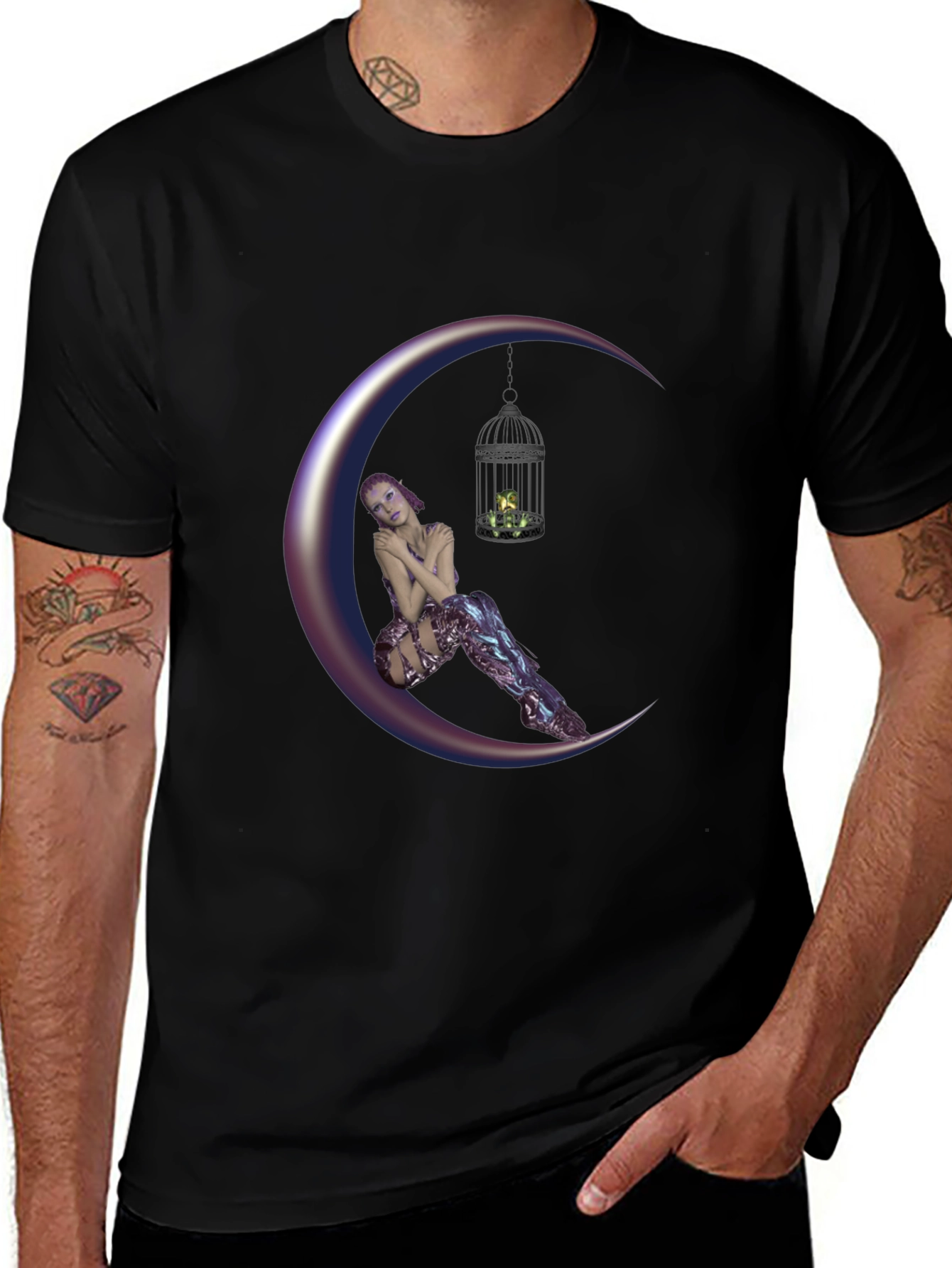 Fantasy Moon Fairy T-Shirt - Unique Design
