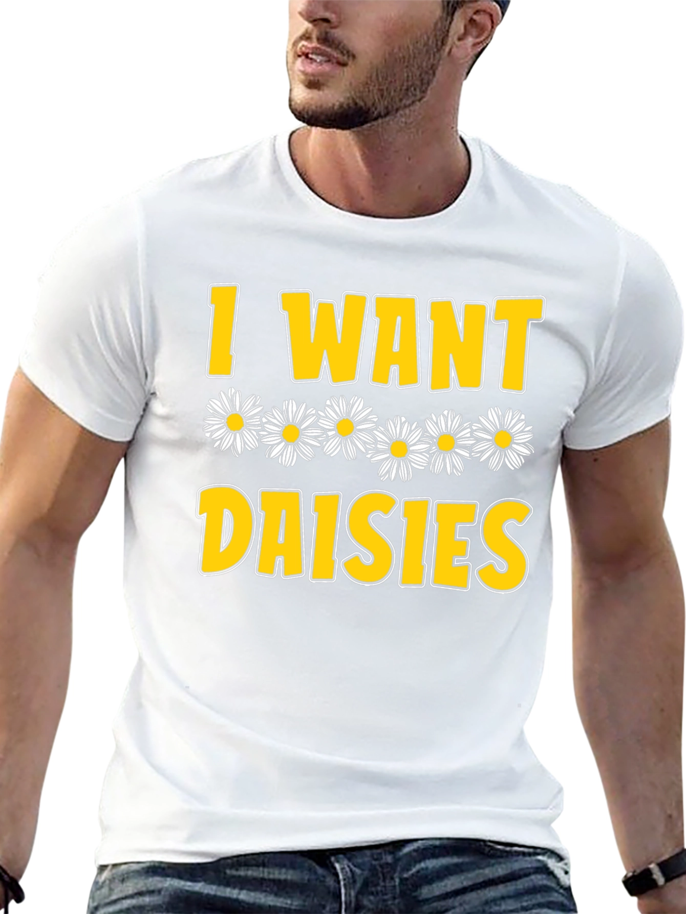 I Want Daisies Graphic Tee - Black Cotton T-Shirt