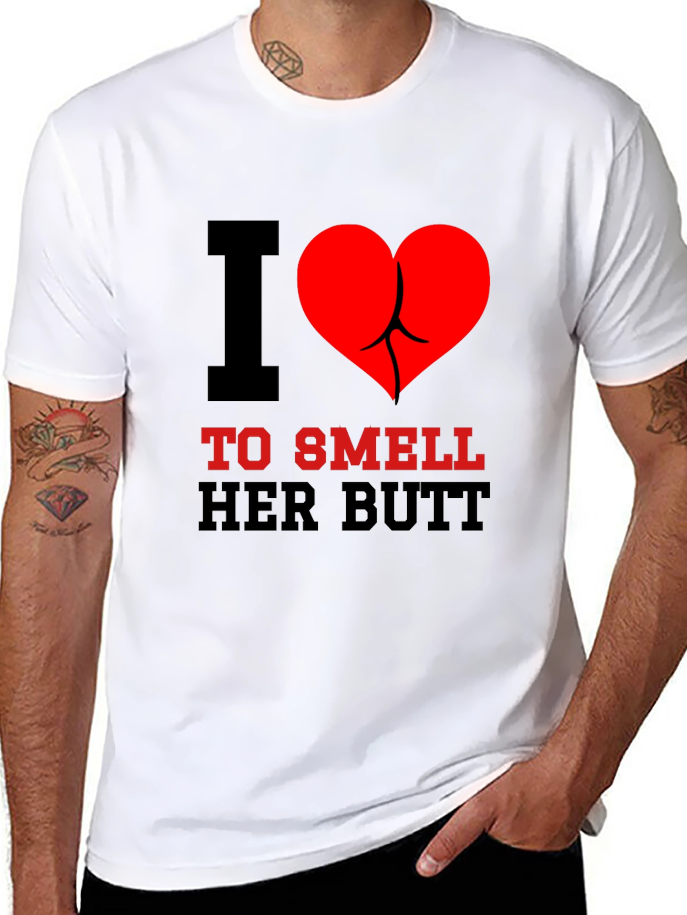 I Heart To Smell Her Butt Funny Graphic Tee