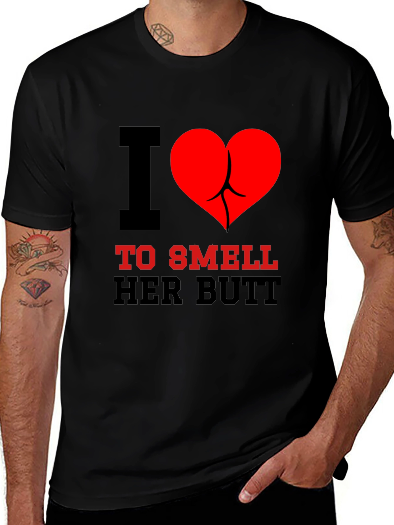 I Heart To Smell Her Butt Funny Graphic Tee