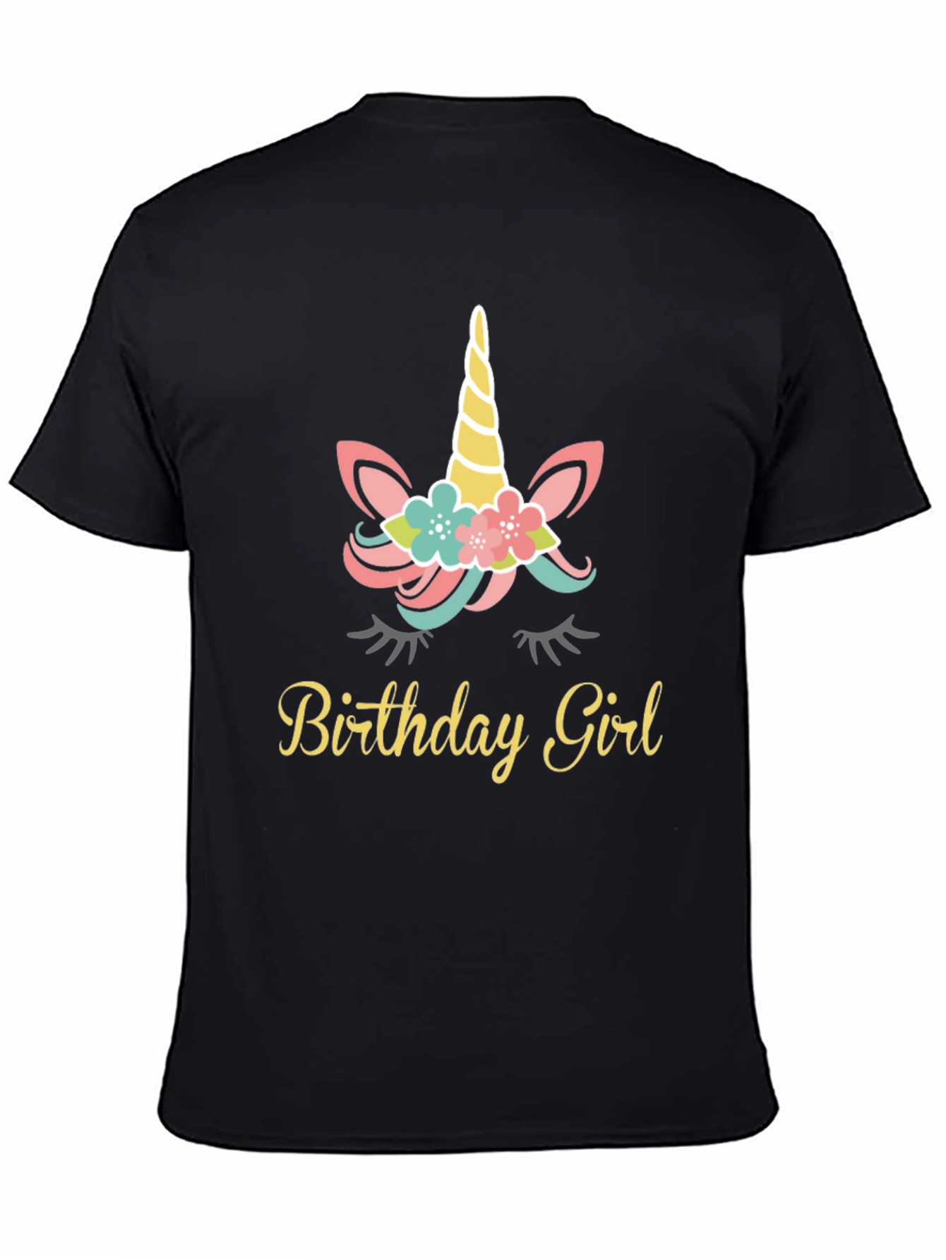 Unicorn Birthday Girl T-Shirt - Black