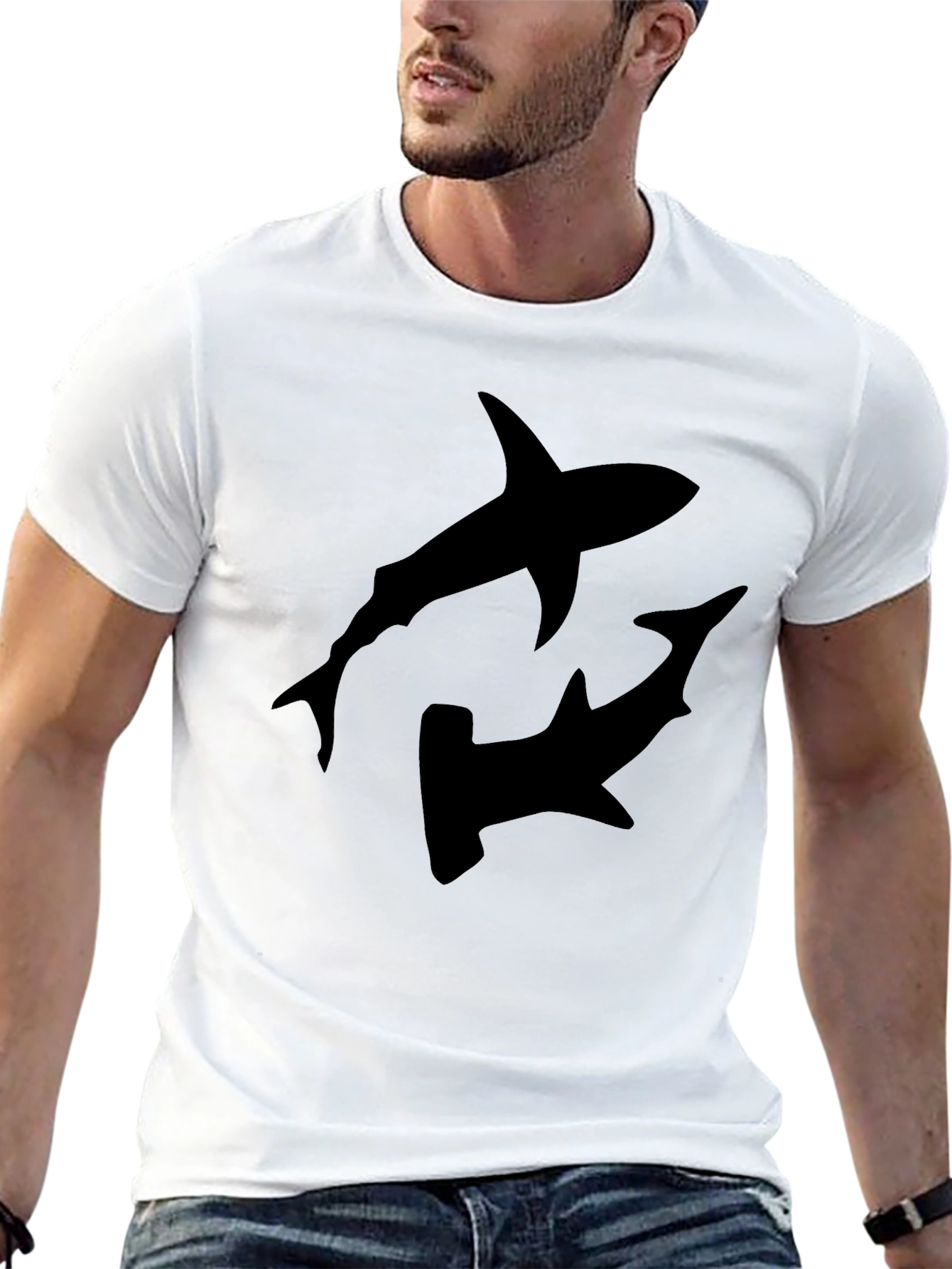 Mens Black Shark Graphic T-Shirt