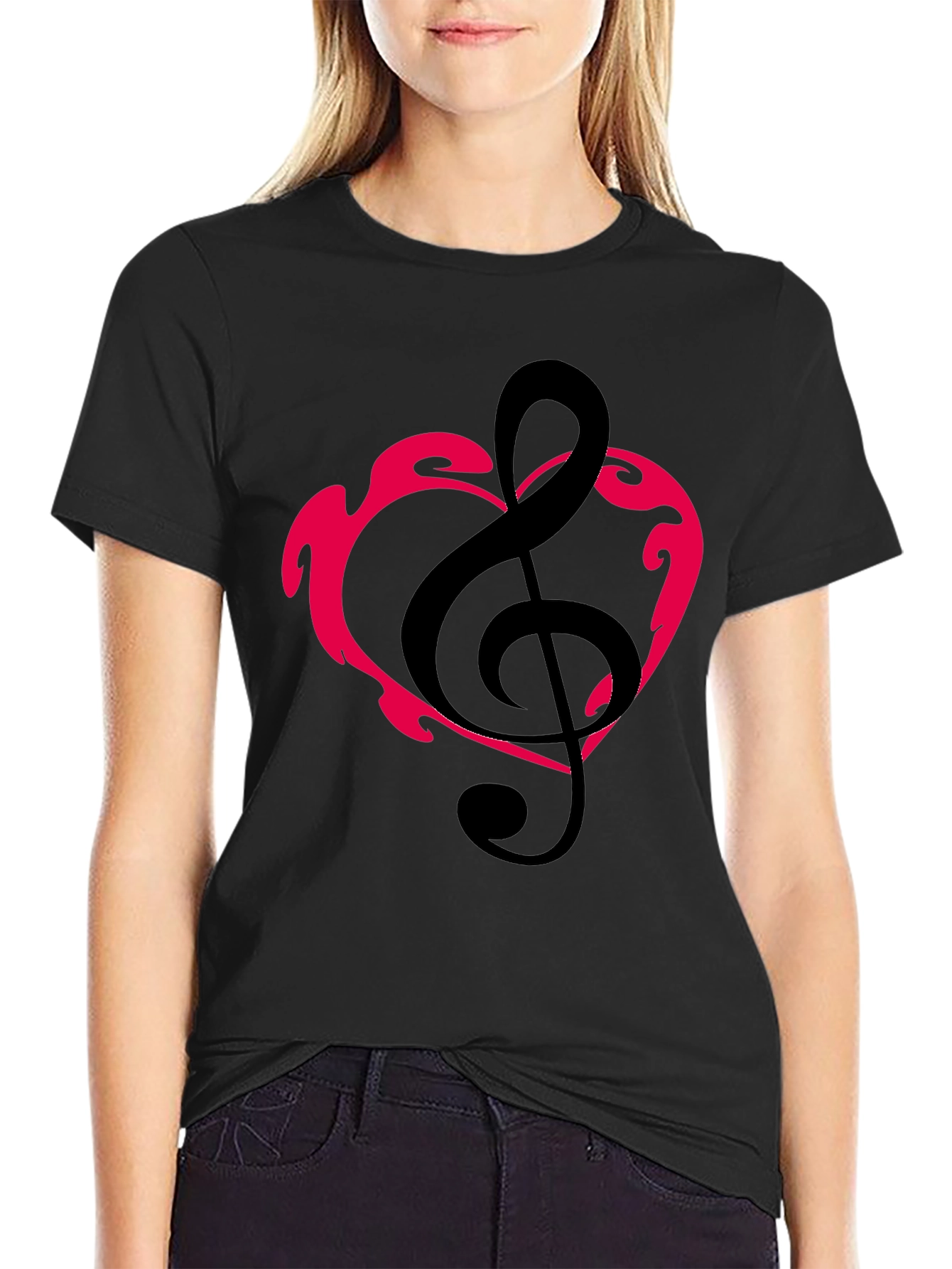 Musical Heartbeat Tee - Black Graphic T-Shirt