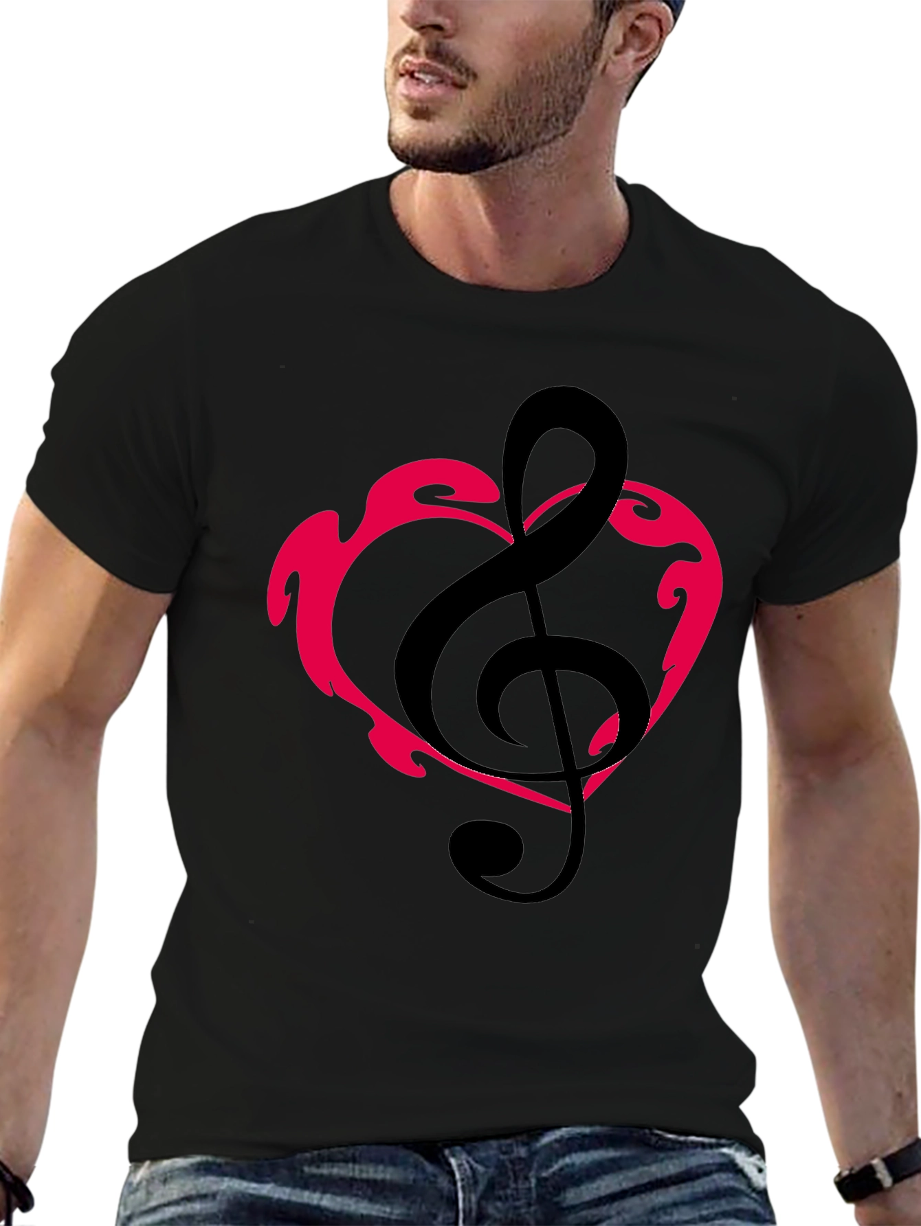 Musical Heartbeat Tee - Black Graphic T-Shirt
