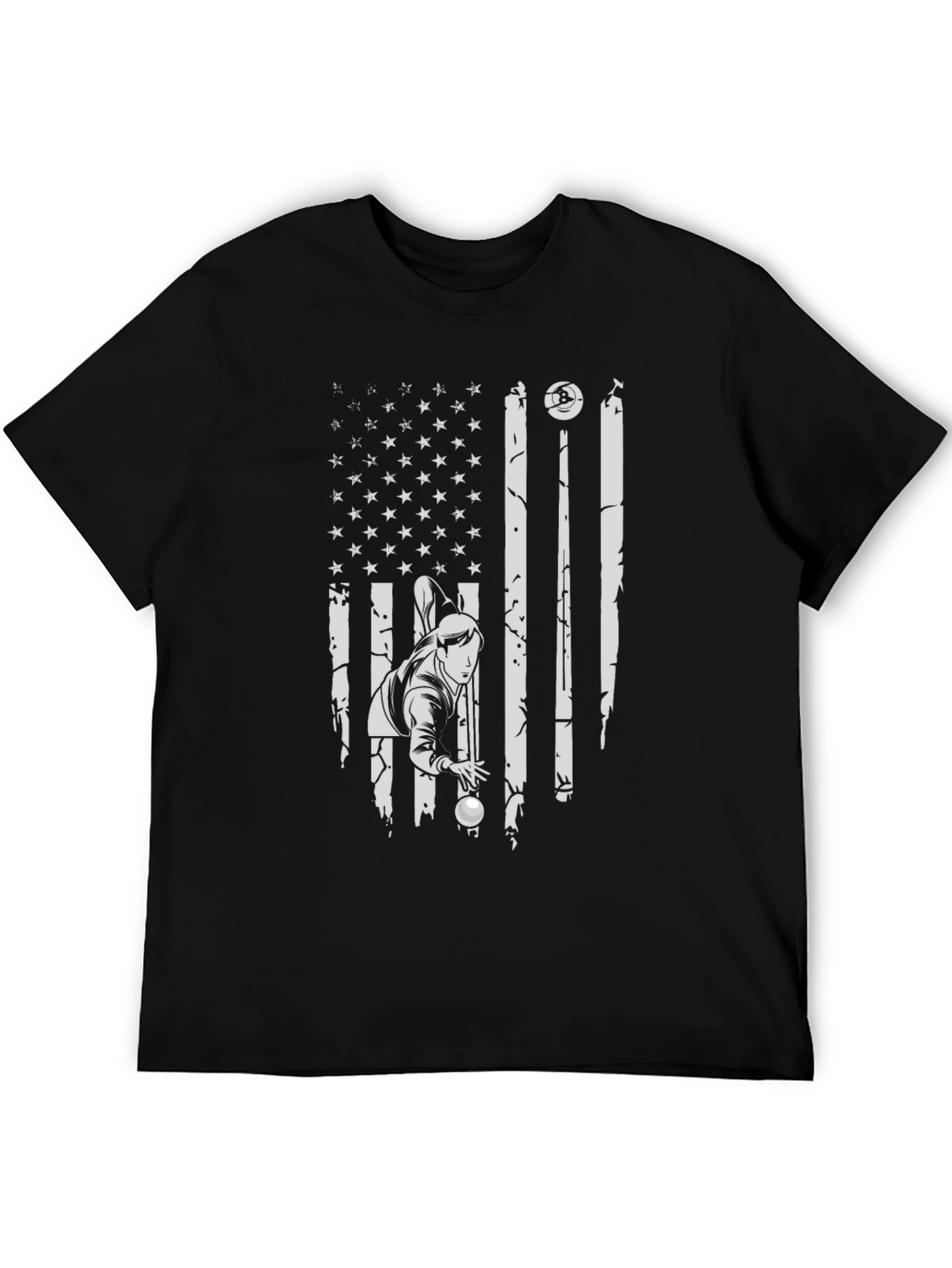 Patriotic Billiards Player Graphic T-Shirt