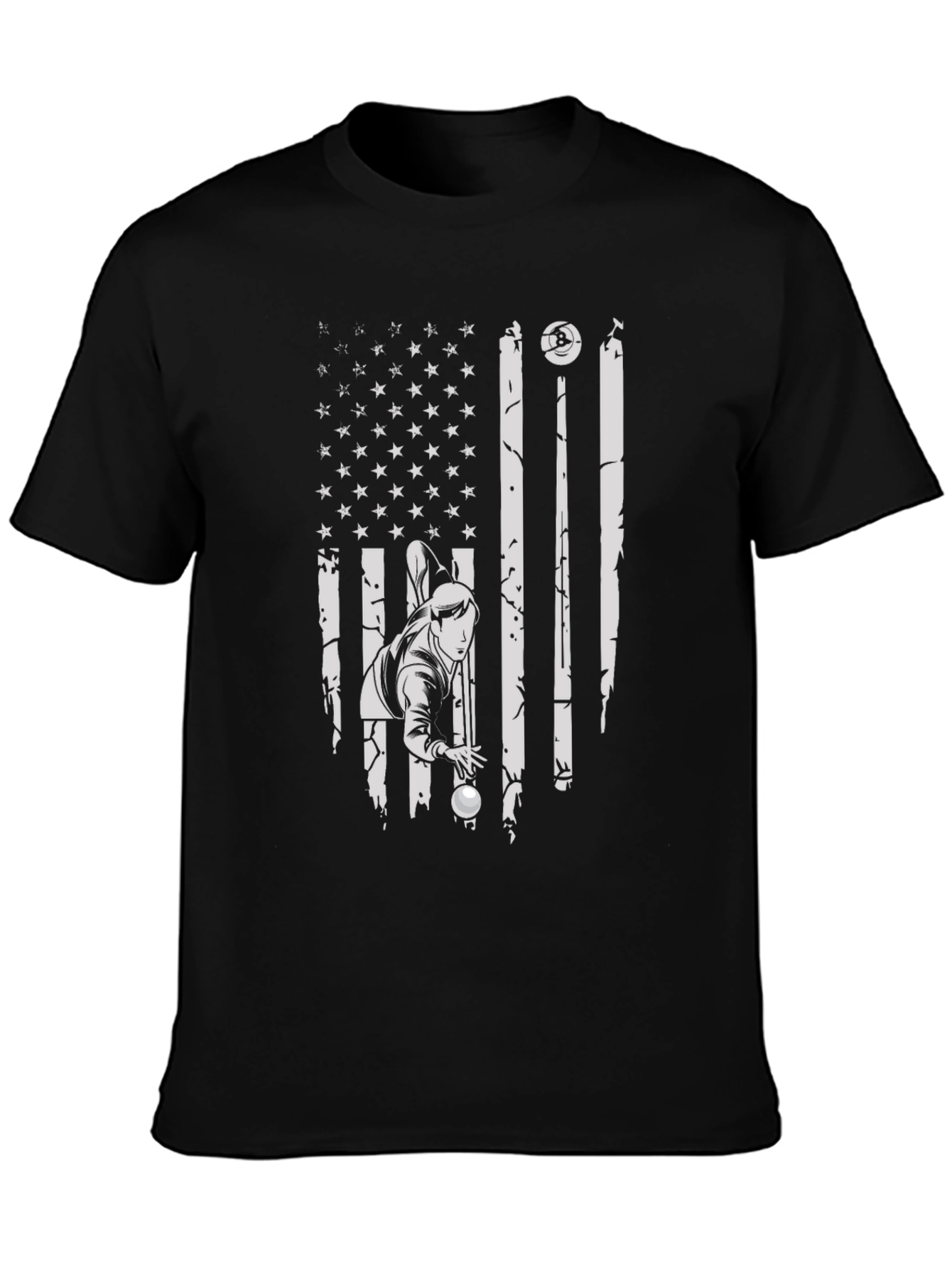 Patriotic Billiards Player Graphic T-Shirt