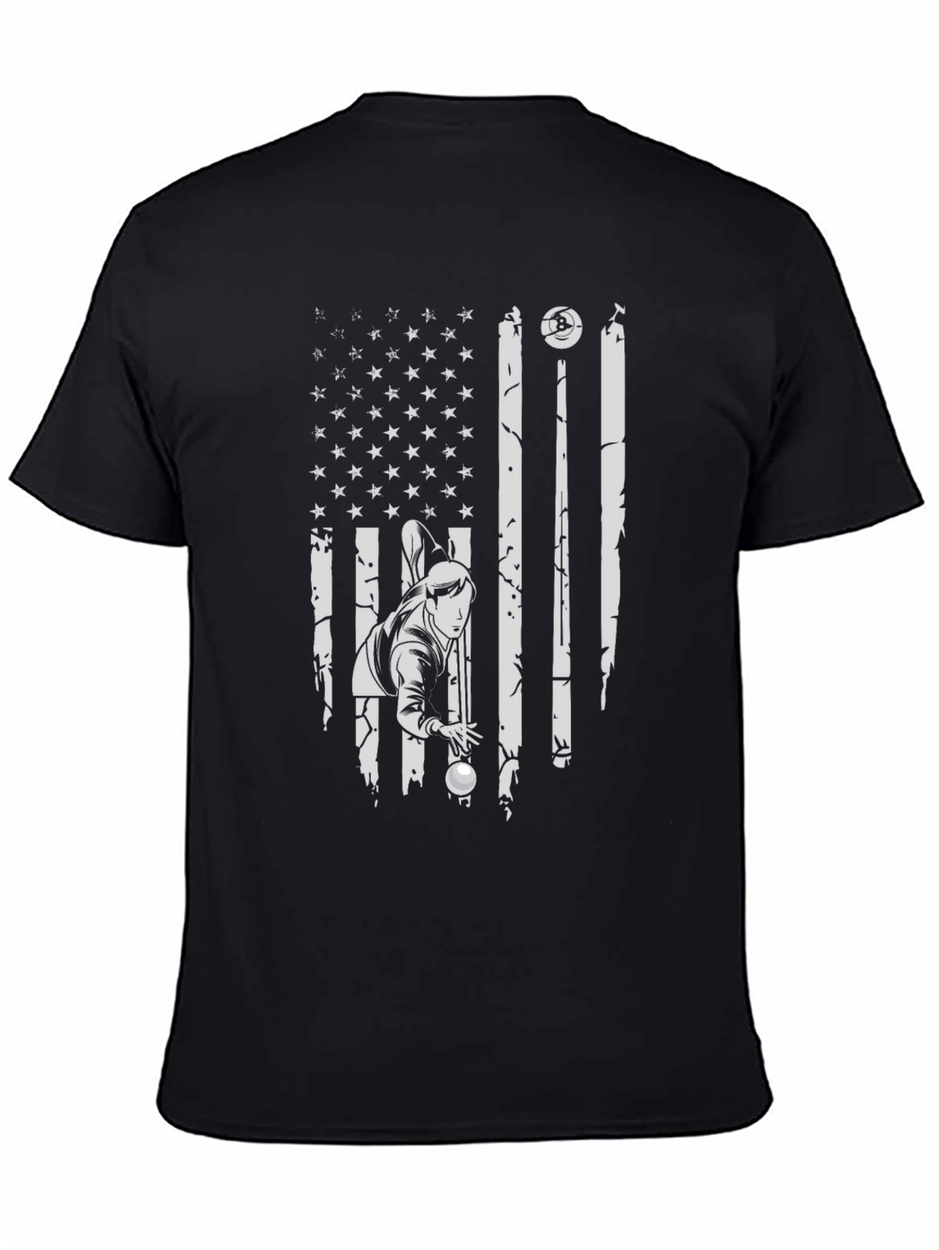 Patriotic Billiards Player Graphic T-Shirt
