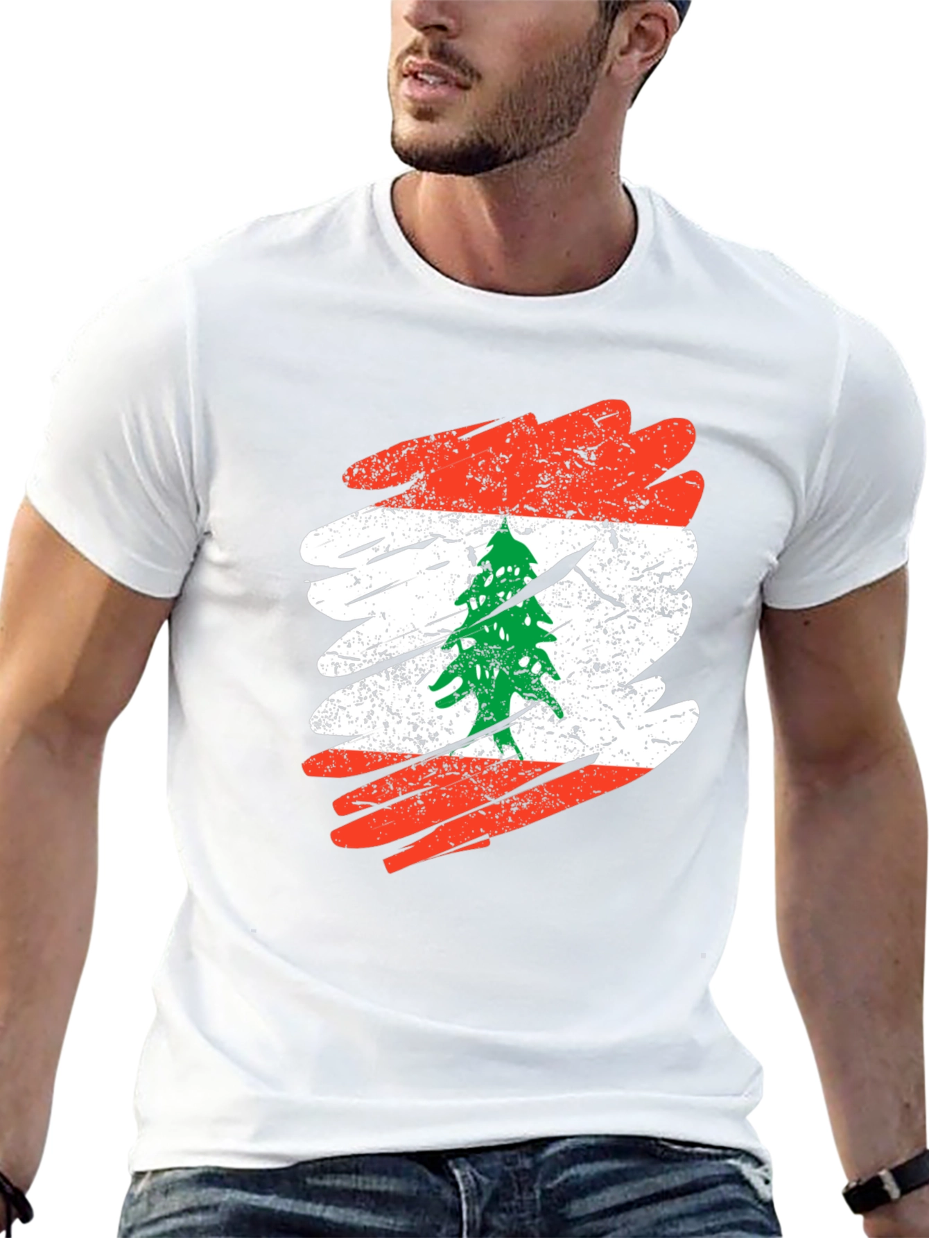 Lebanon Flag T-Shirt Distressed Cedar Tree Lebanese Pride