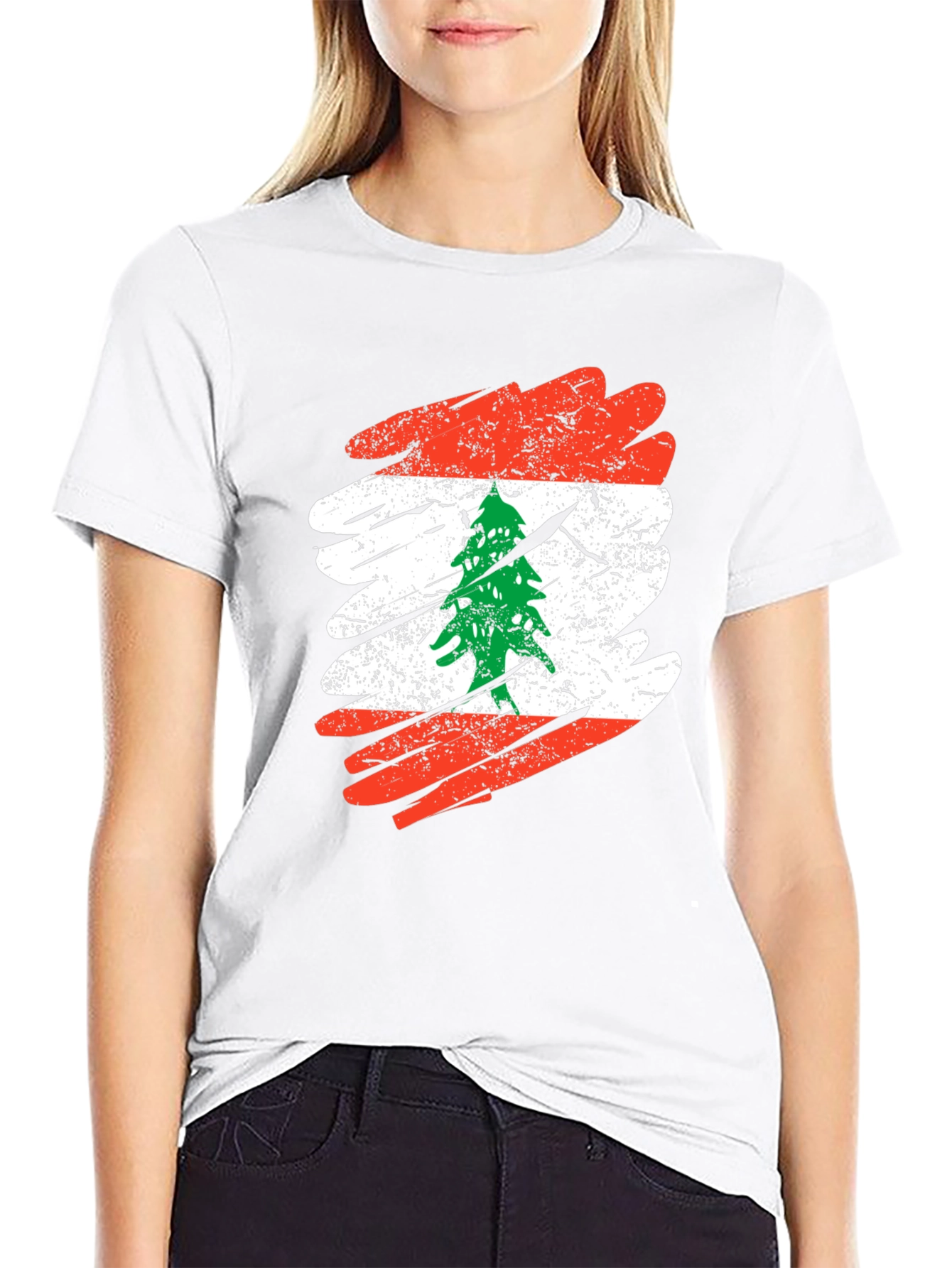 Lebanon Flag T-Shirt Distressed Cedar Tree Lebanese Pride