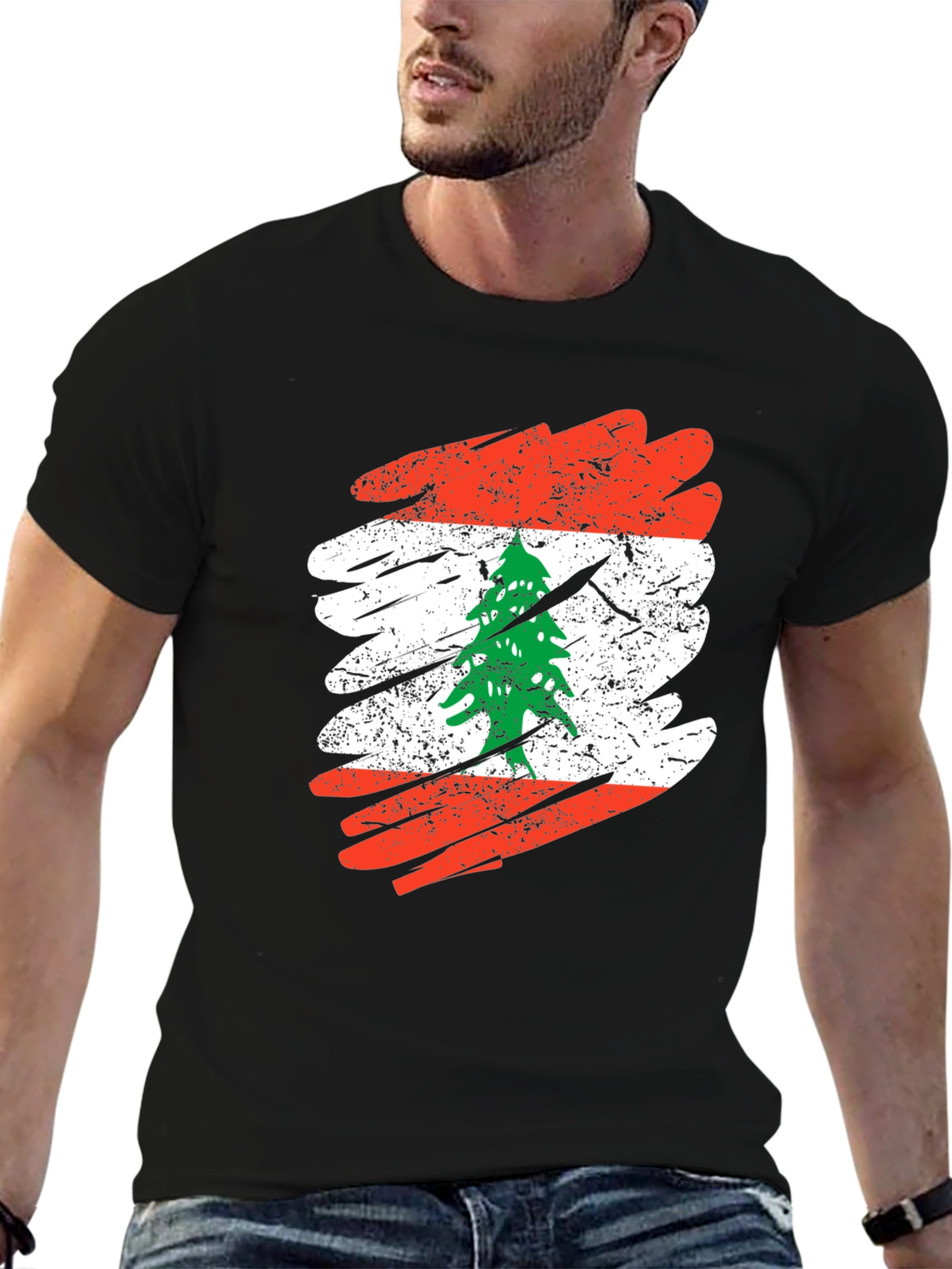 Lebanon Flag T-Shirt Distressed Cedar Tree Lebanese Pride