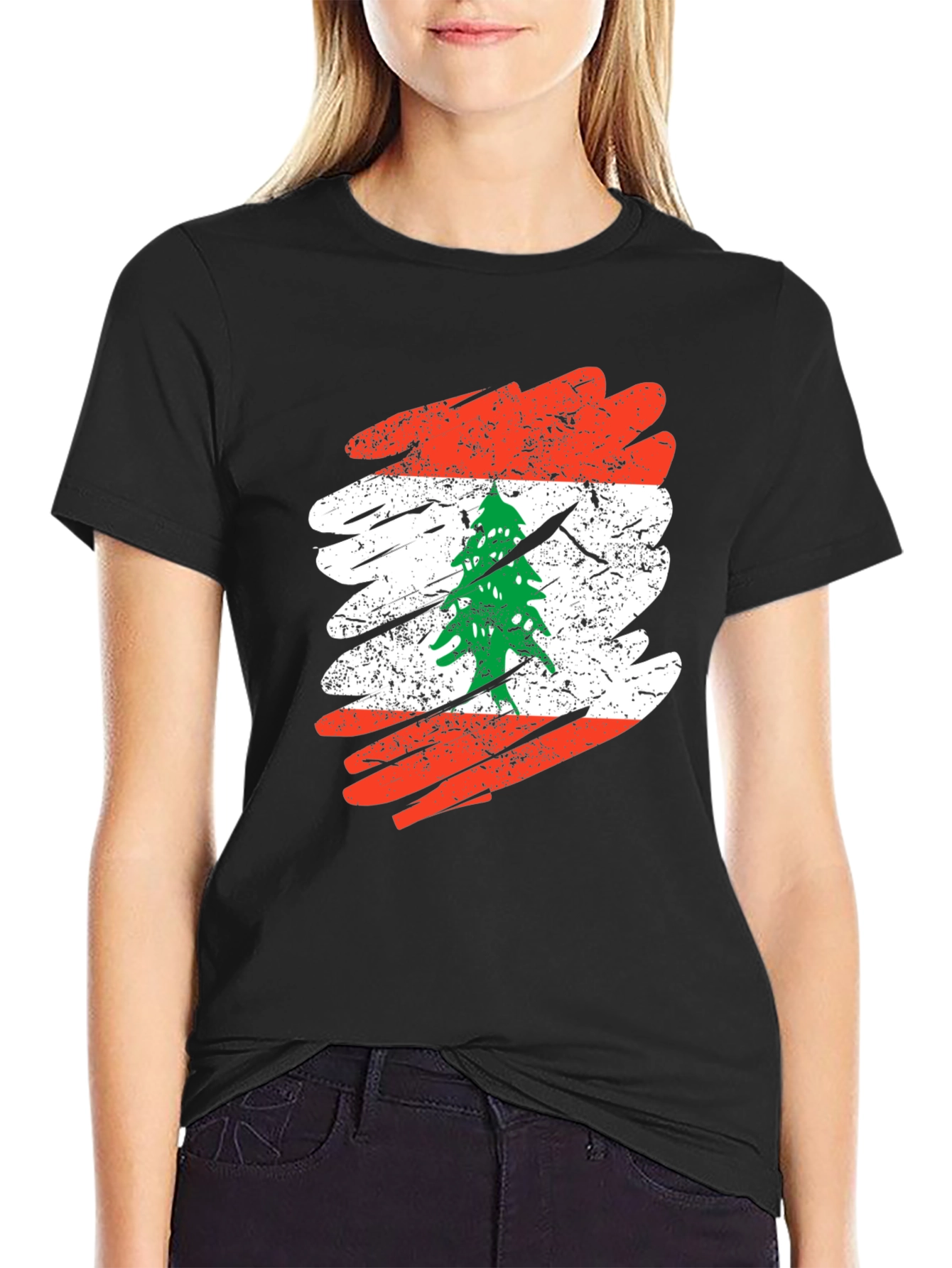 Lebanon Flag T-Shirt Distressed Cedar Tree Lebanese Pride
