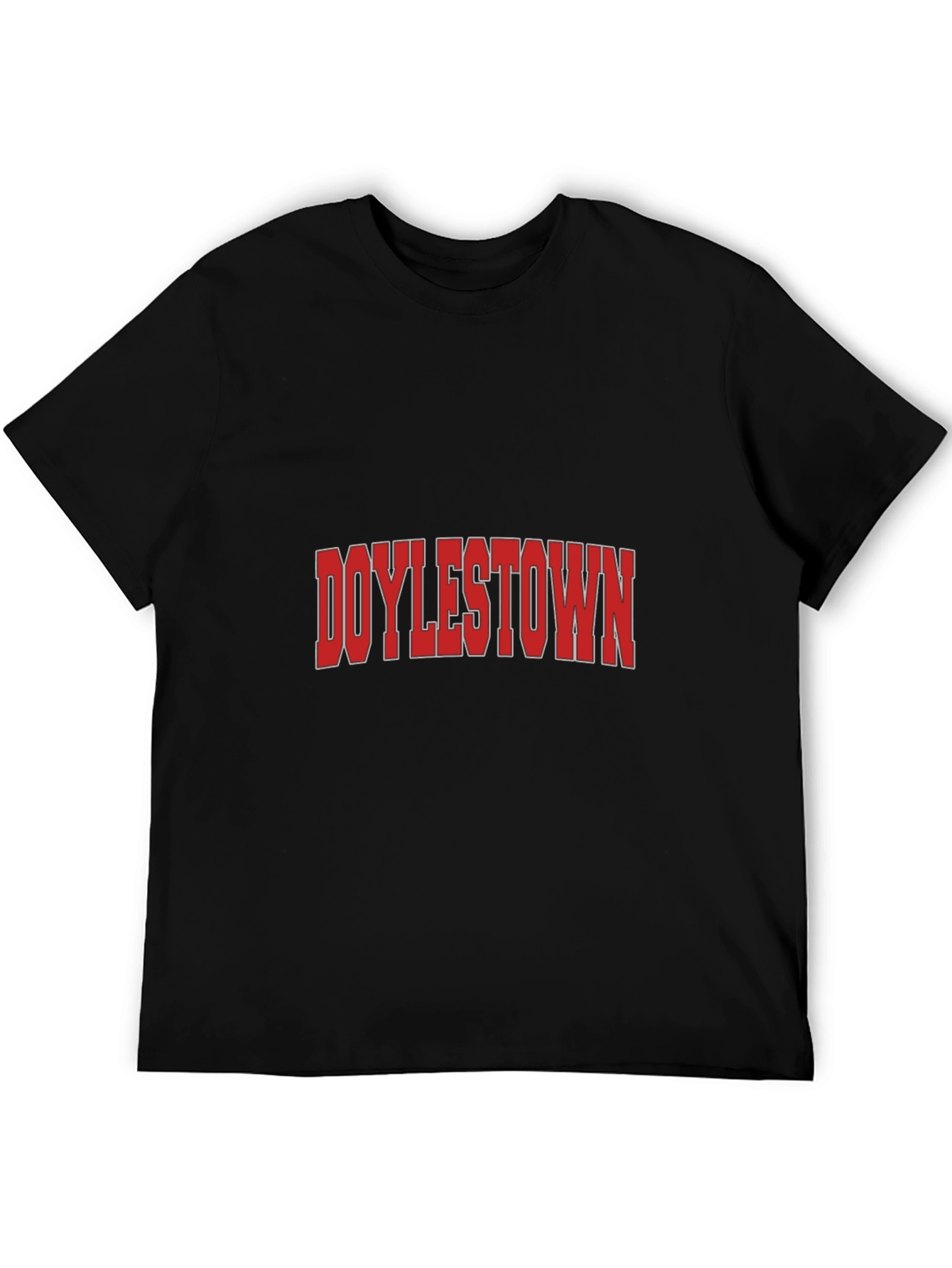 Doylestown Graphic Tee - Bold Red Text on Black