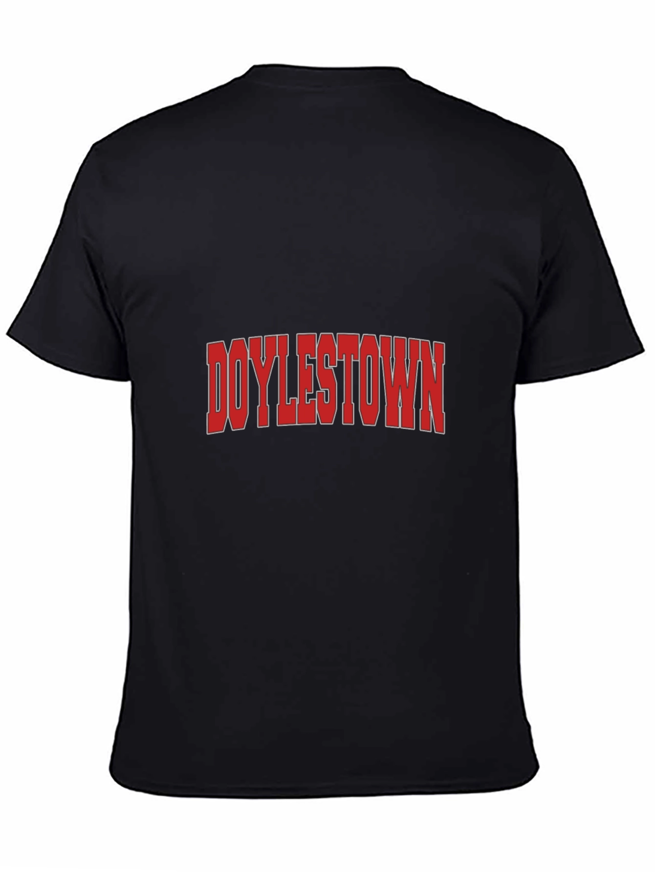 Doylestown Graphic Tee - Bold Red Text on Black