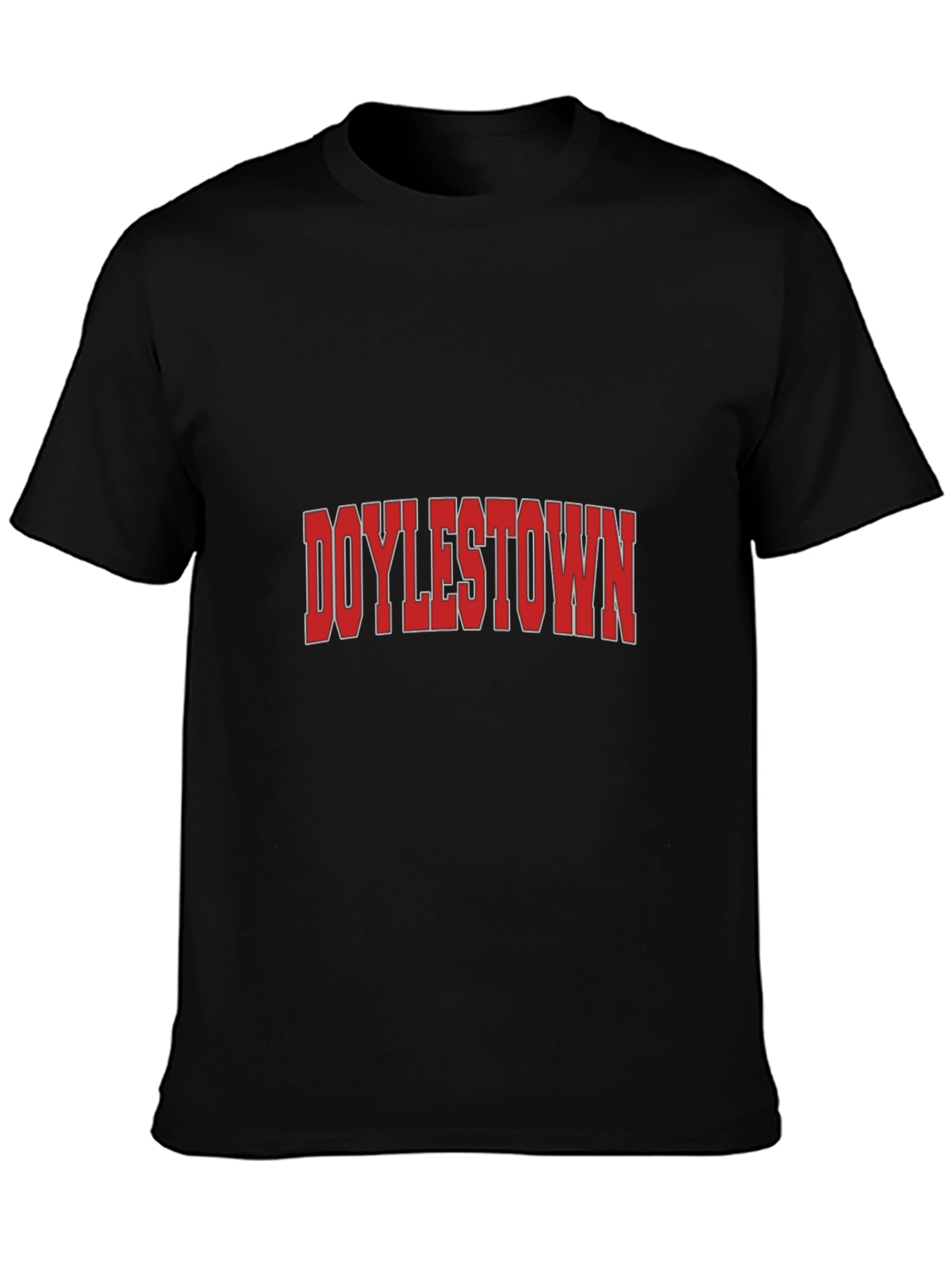 Doylestown Graphic Tee - Bold Red Text on Black