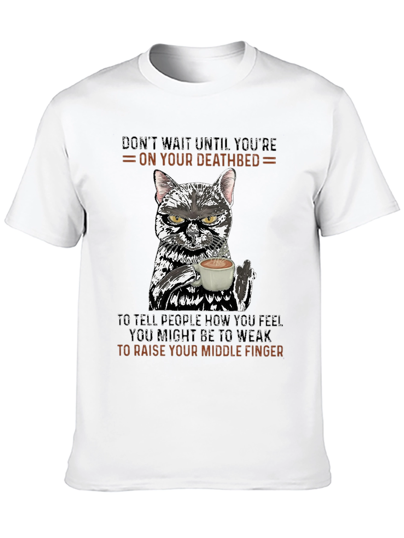 Funny Cat Middle Finger Graphic T-Shirt