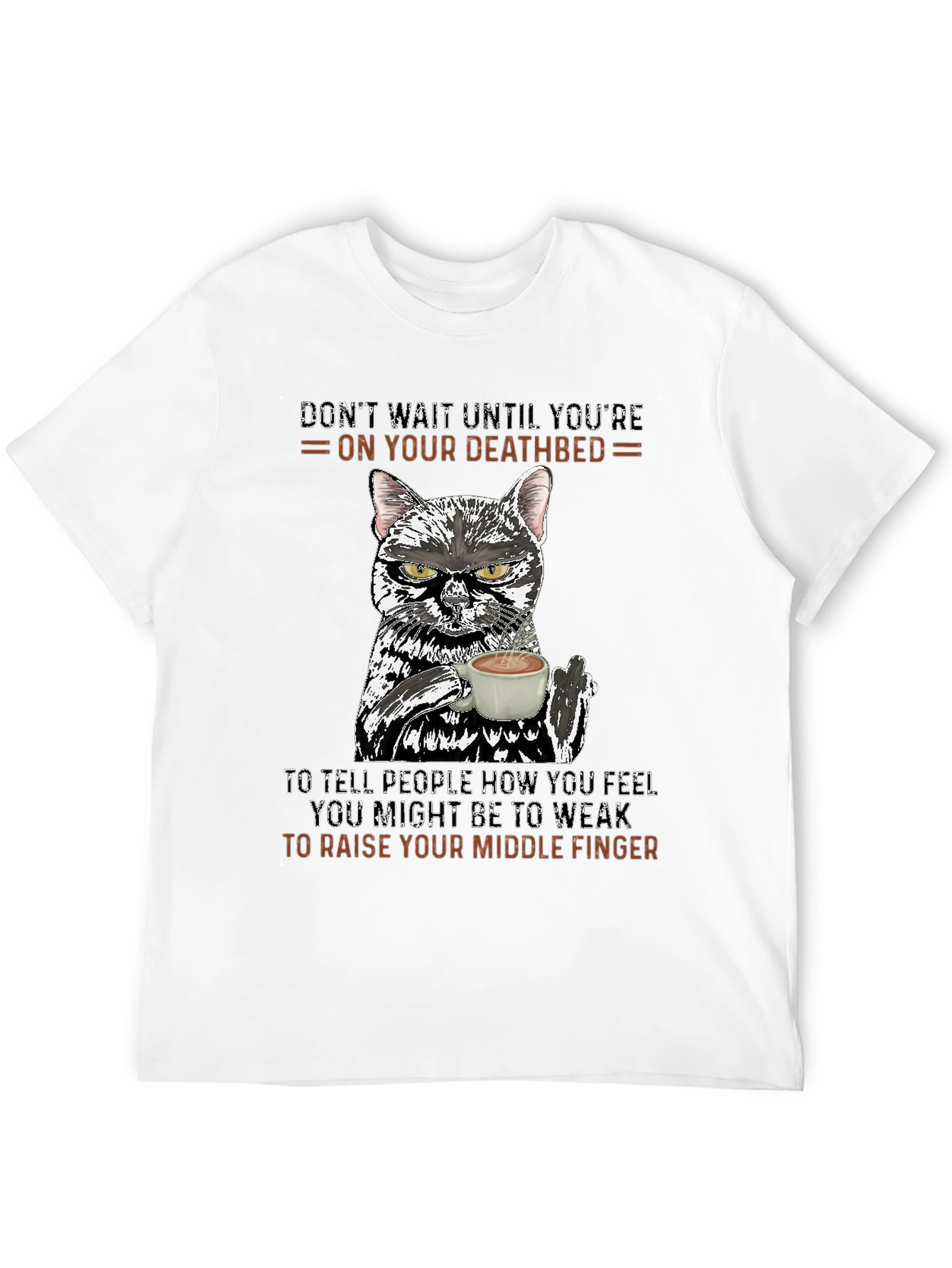 Funny Cat Middle Finger Graphic T-Shirt