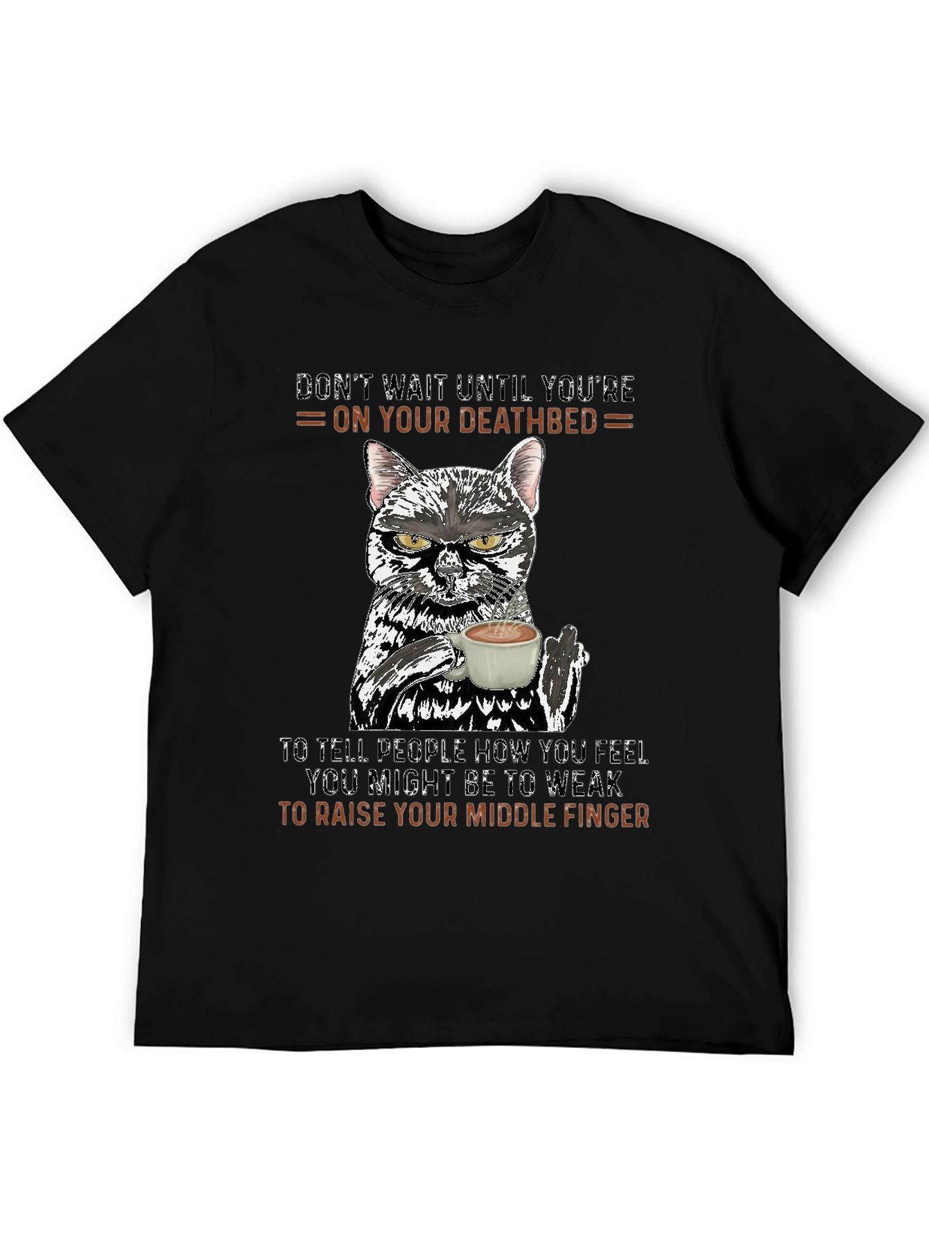 Funny Cat Middle Finger Graphic T-Shirt