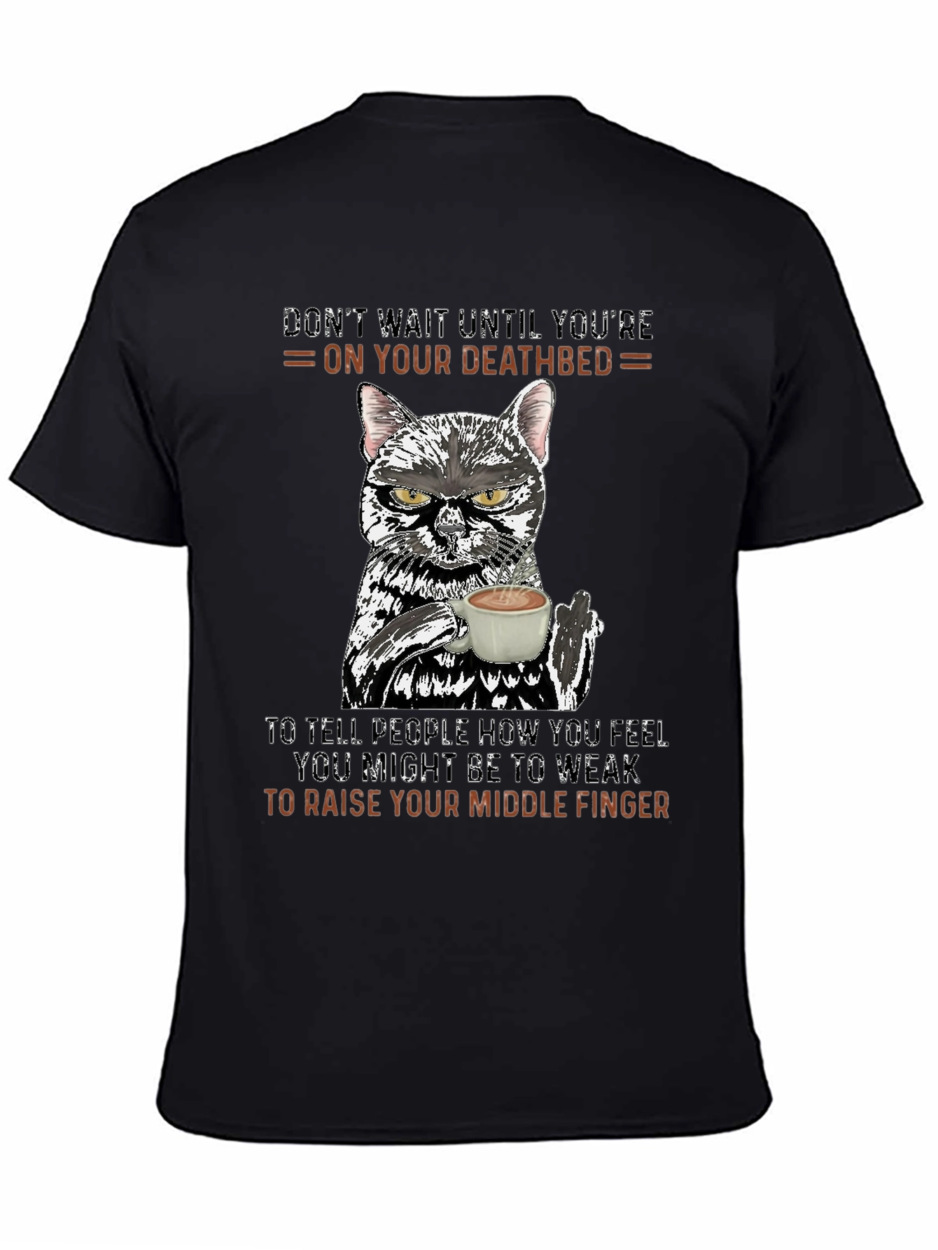 Funny Cat Middle Finger Graphic T-Shirt