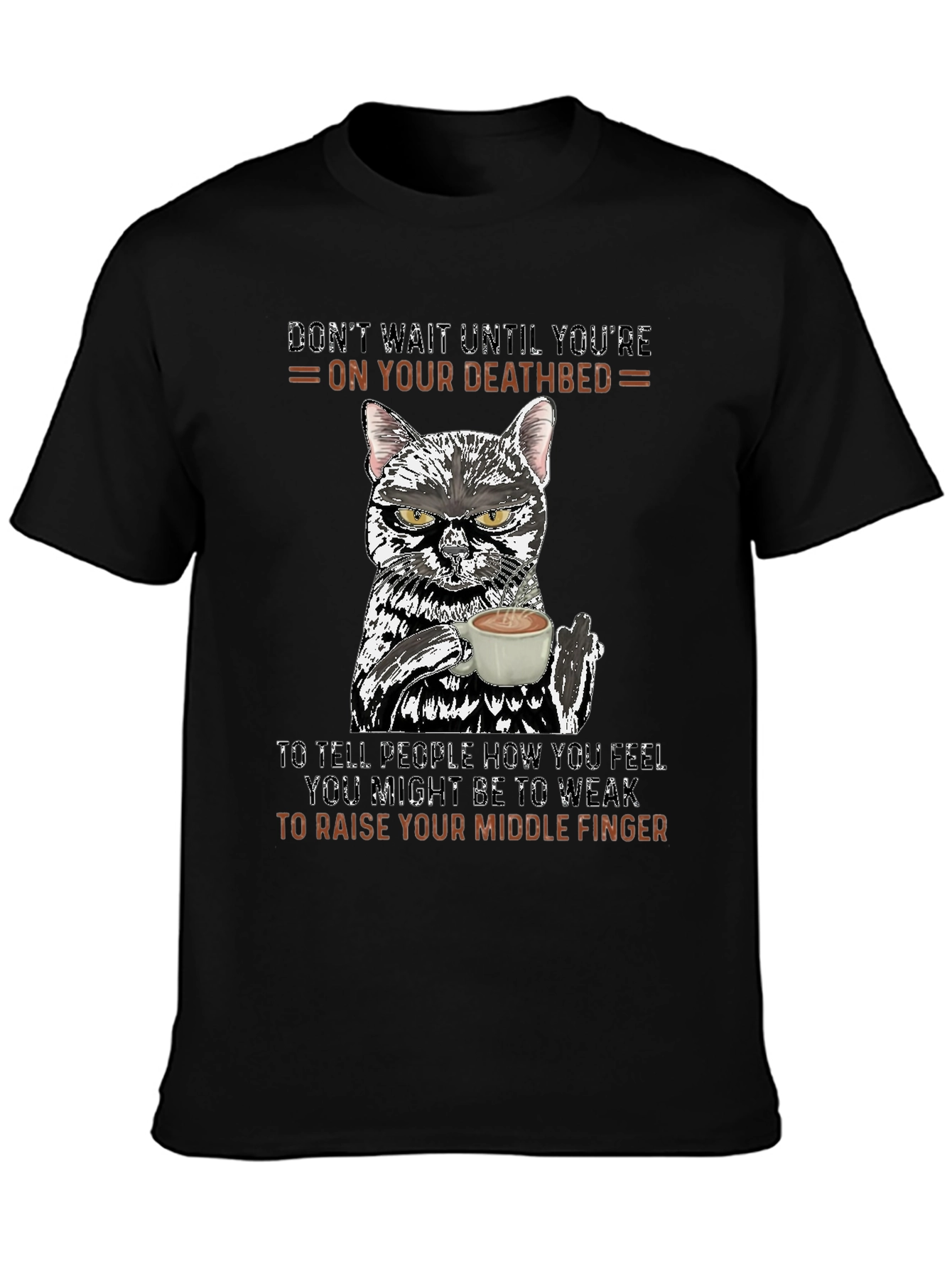 Funny Cat Middle Finger Graphic T-Shirt