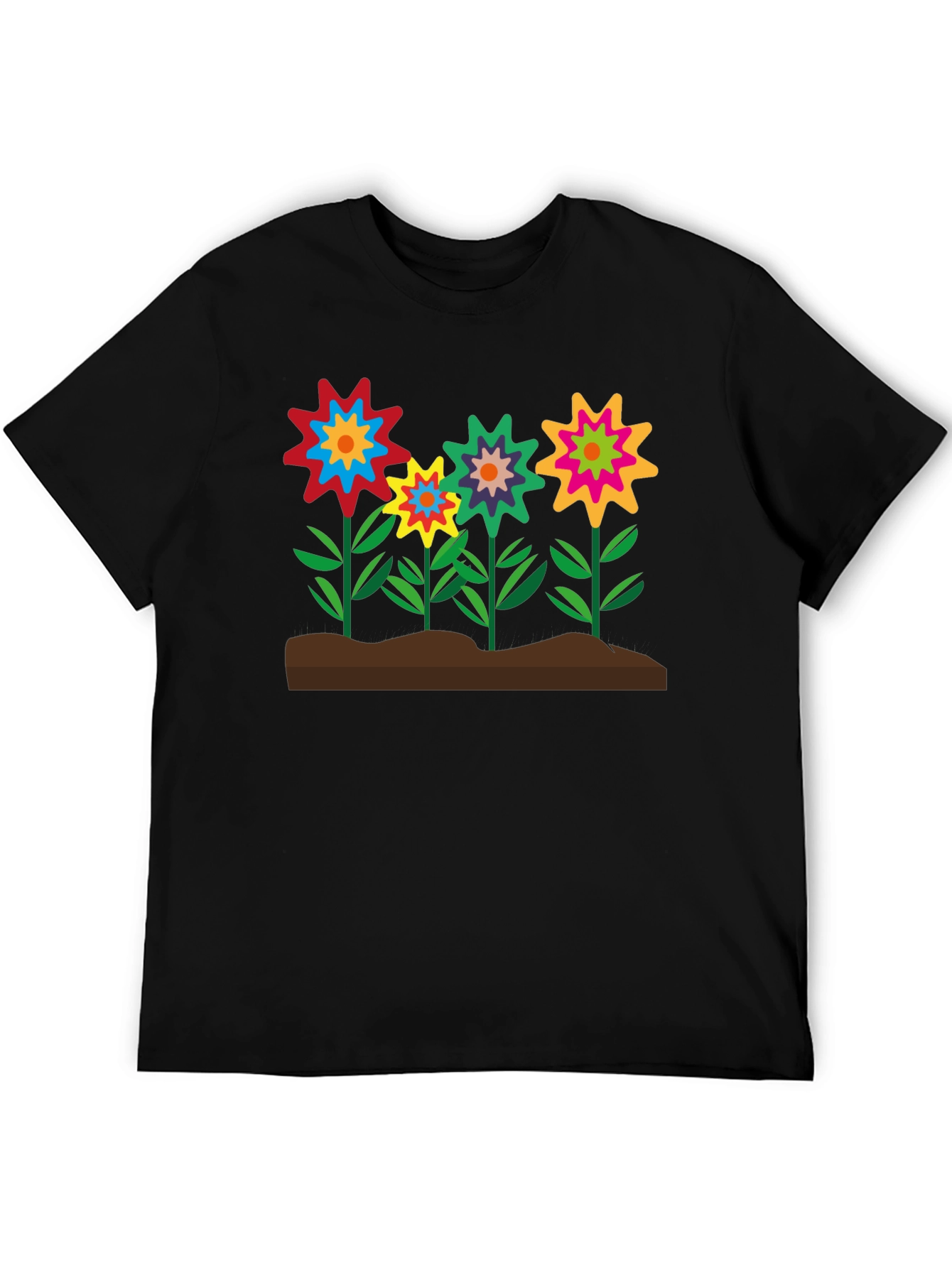 Floral Burst T-Shirt - Black Cotton Tee