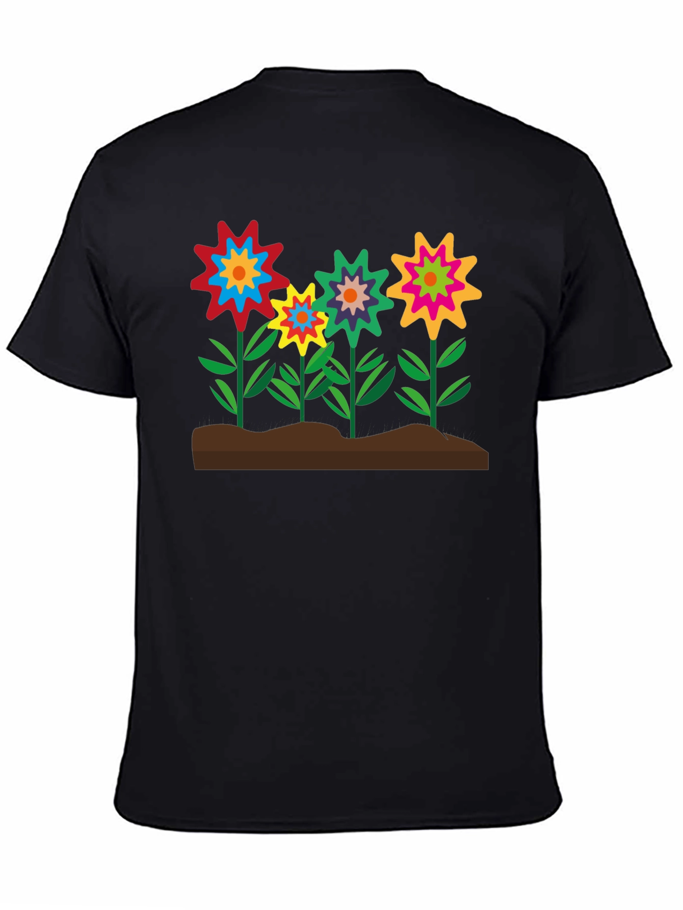 Floral Burst T-Shirt - Black Cotton Tee
