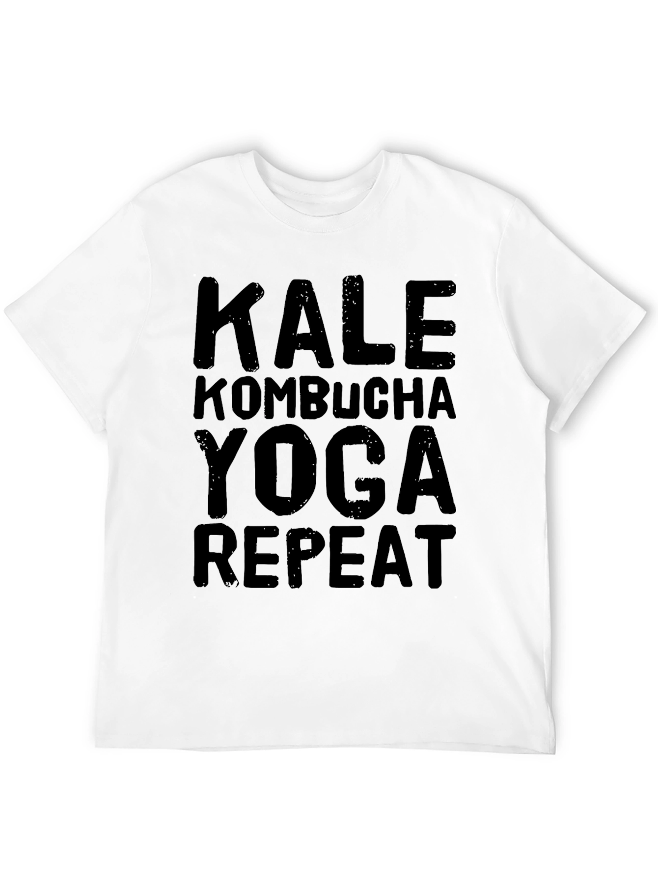 Kale Kombucha Yoga Repeat Black Graphic T-Shirt