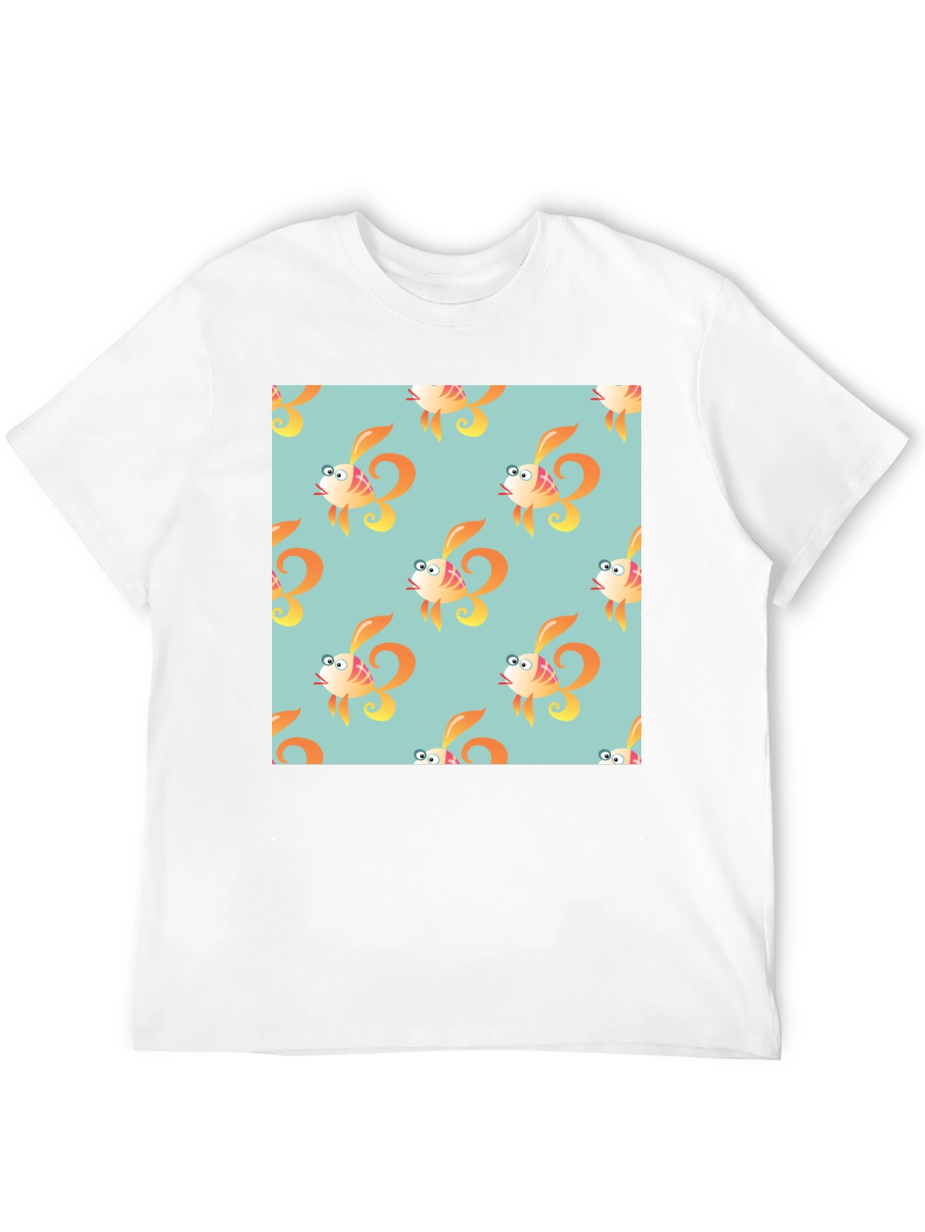 Fun Cartoon Fish Pattern Black T-Shirt