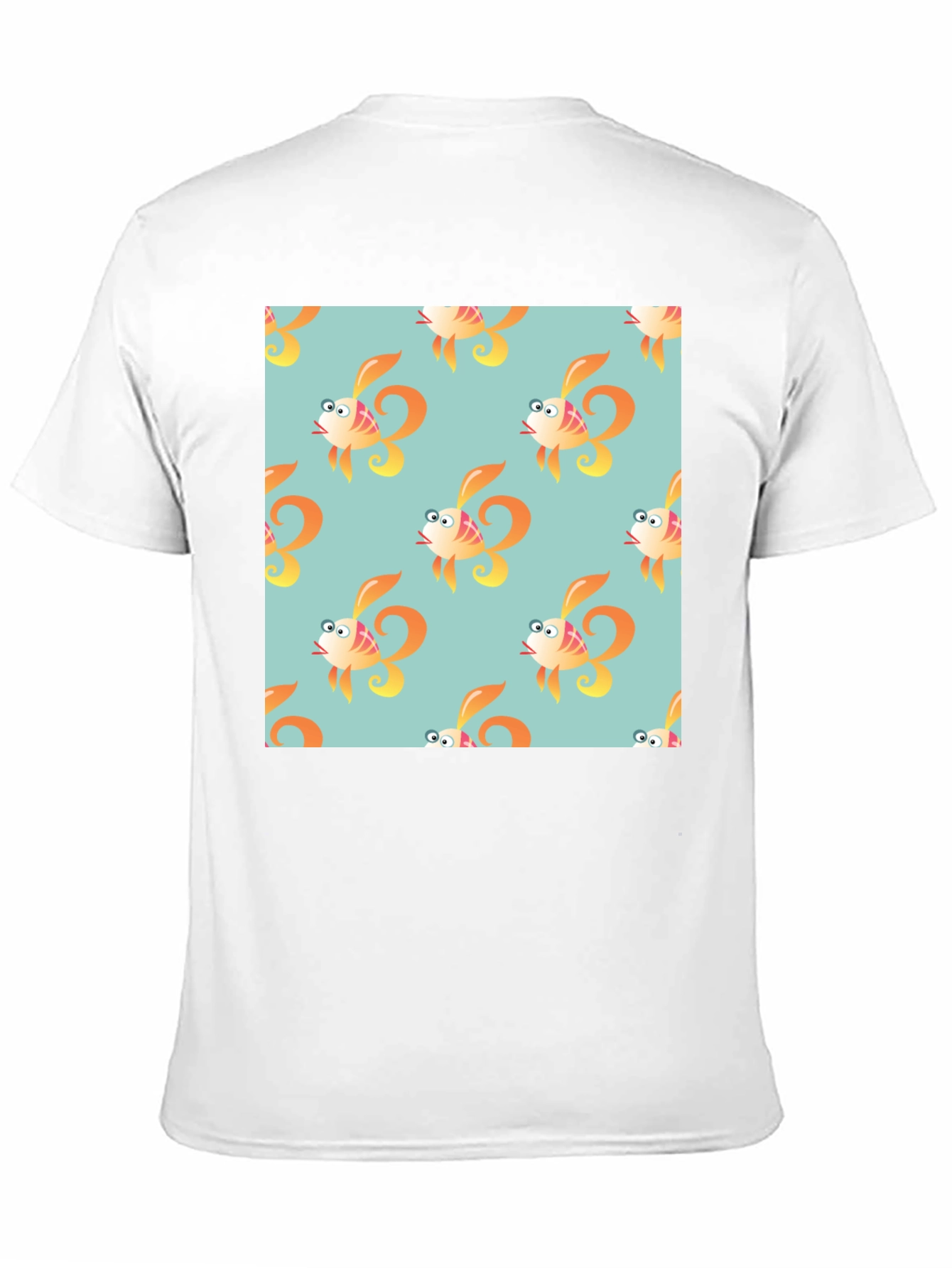 Fun Cartoon Fish Pattern Black T-Shirt