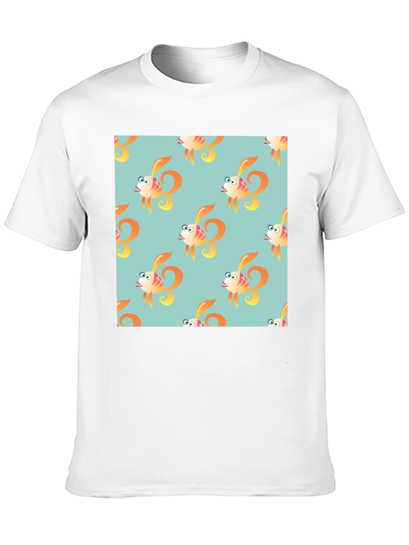 Fun Cartoon Fish Pattern Black T-Shirt
