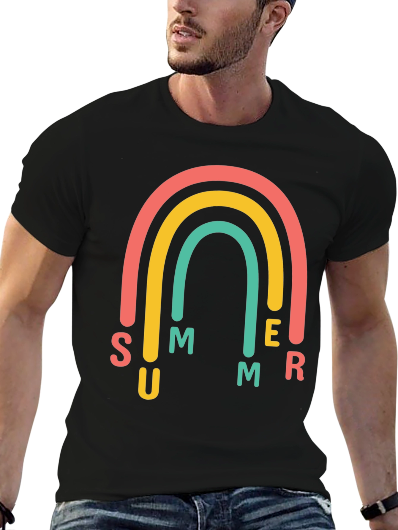 Summer Rainbow Graphic Tee - Casual Comfort