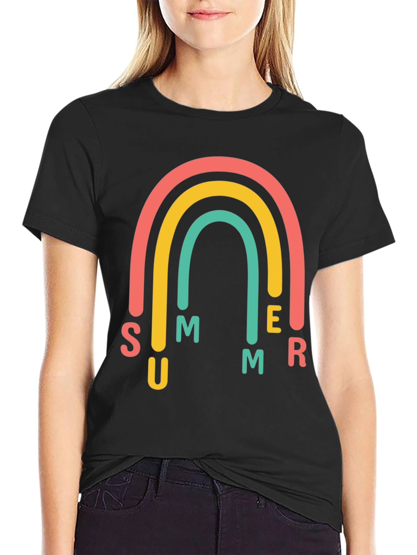 Summer Rainbow Graphic Tee - Casual Comfort