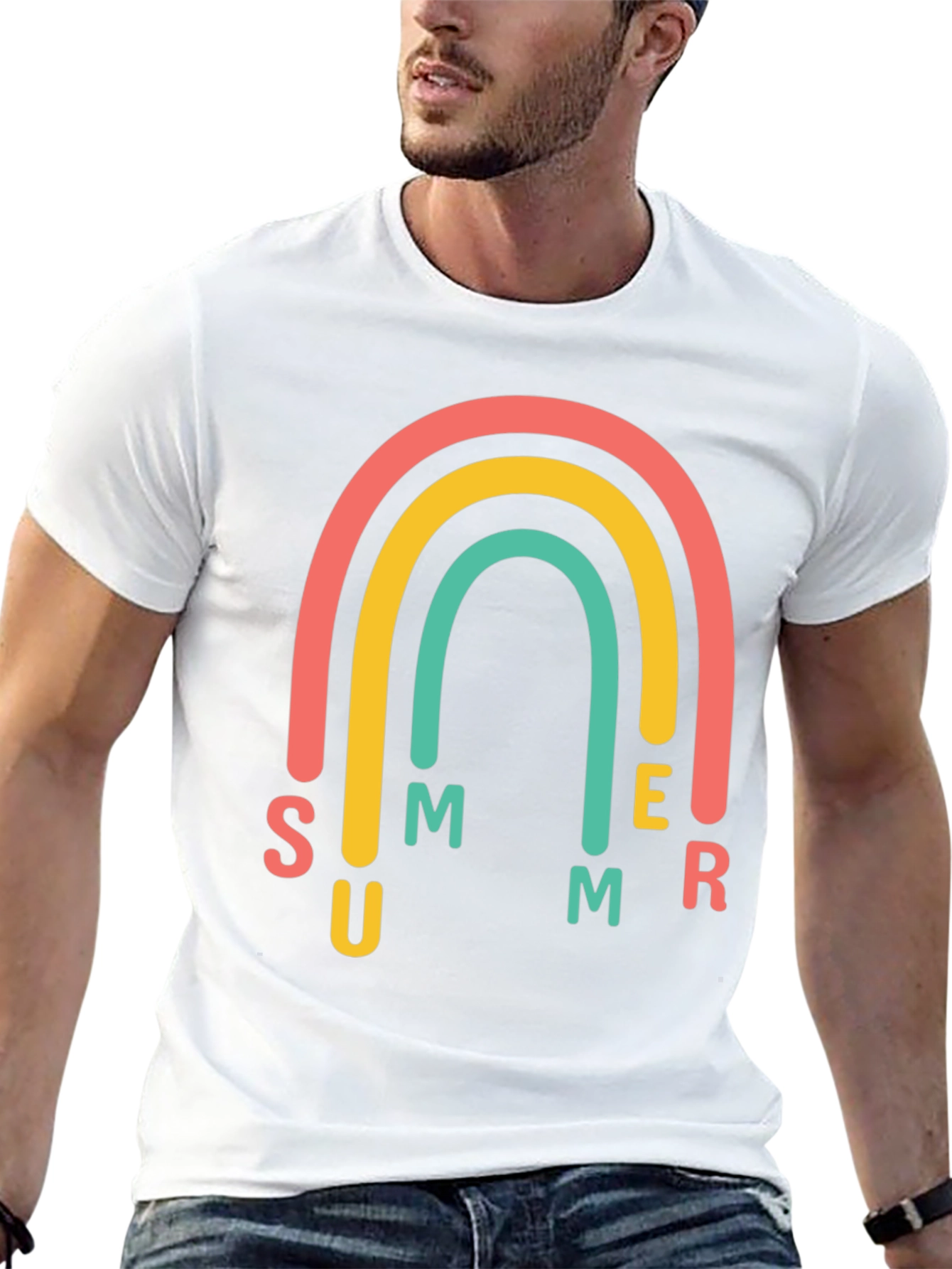 Summer Rainbow Graphic Tee - Casual Comfort