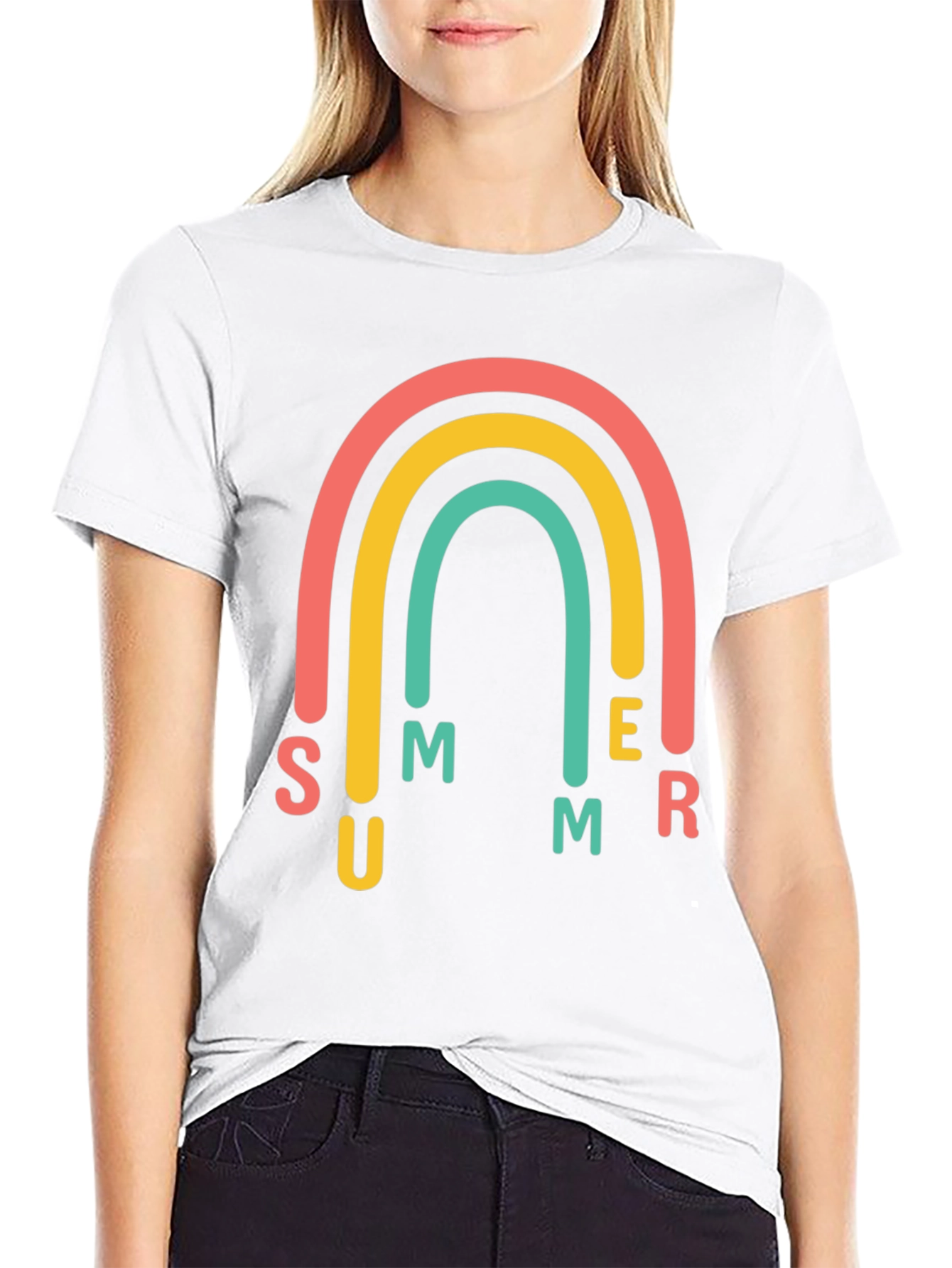 Summer Rainbow Graphic Tee - Casual Comfort
