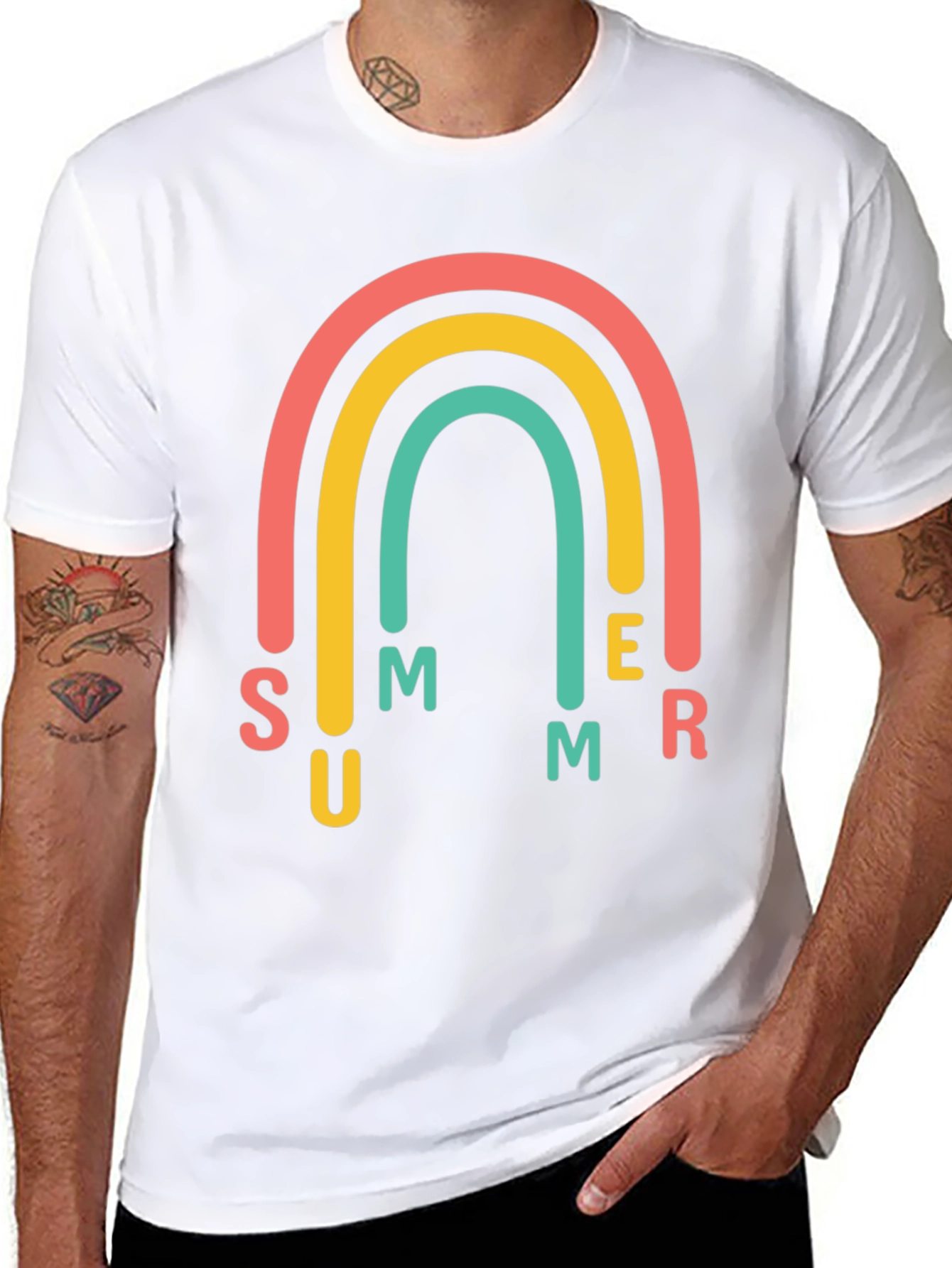 Summer Rainbow Graphic Tee - Casual Comfort