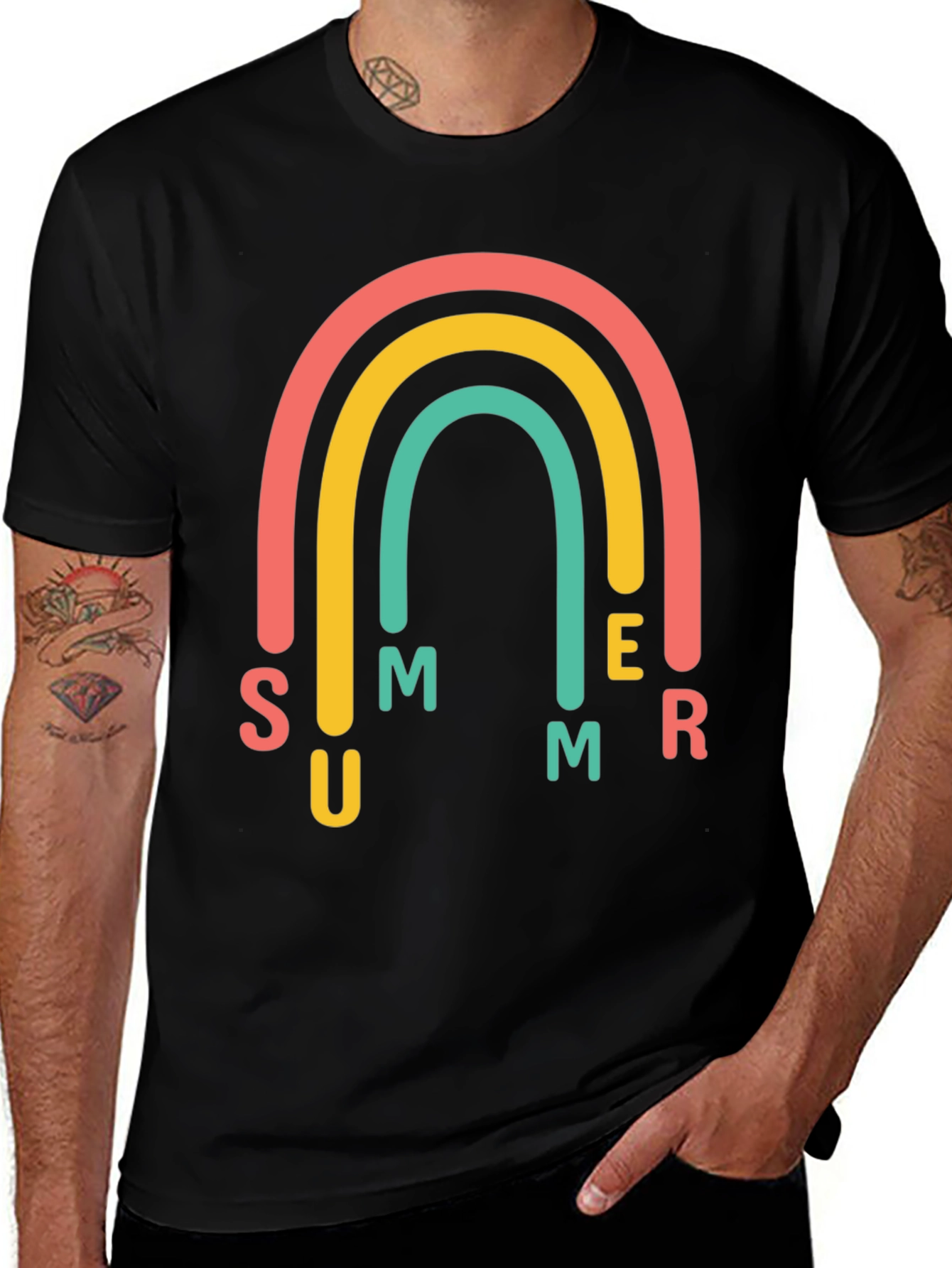Summer Rainbow Graphic Tee - Casual Comfort