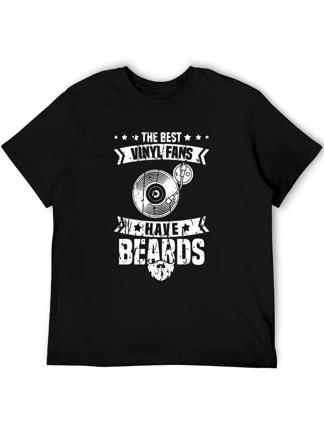 Vinyl Fans with Beards Graphic T-Shirt