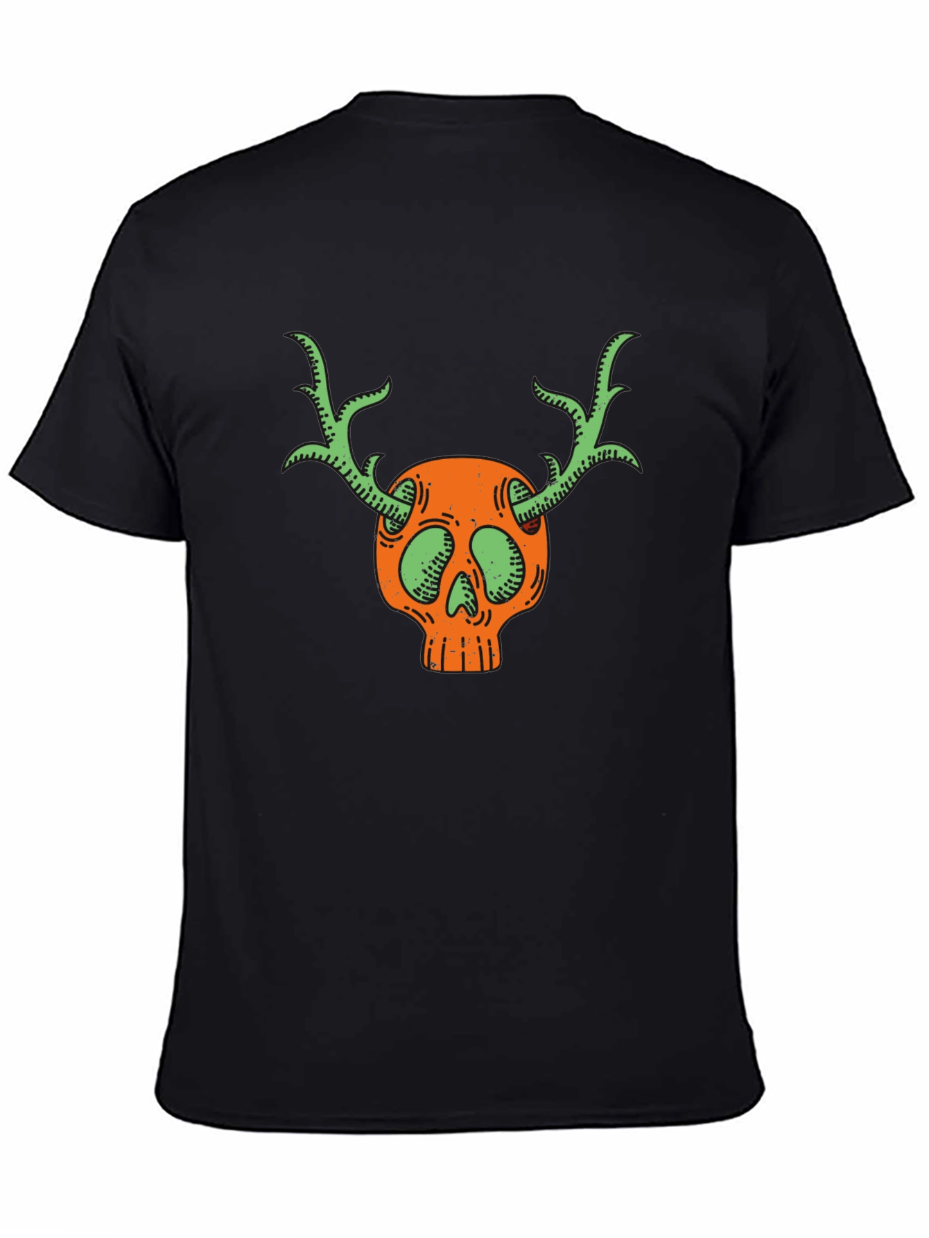 Skull & Antlers Graphic Black T-Shirt